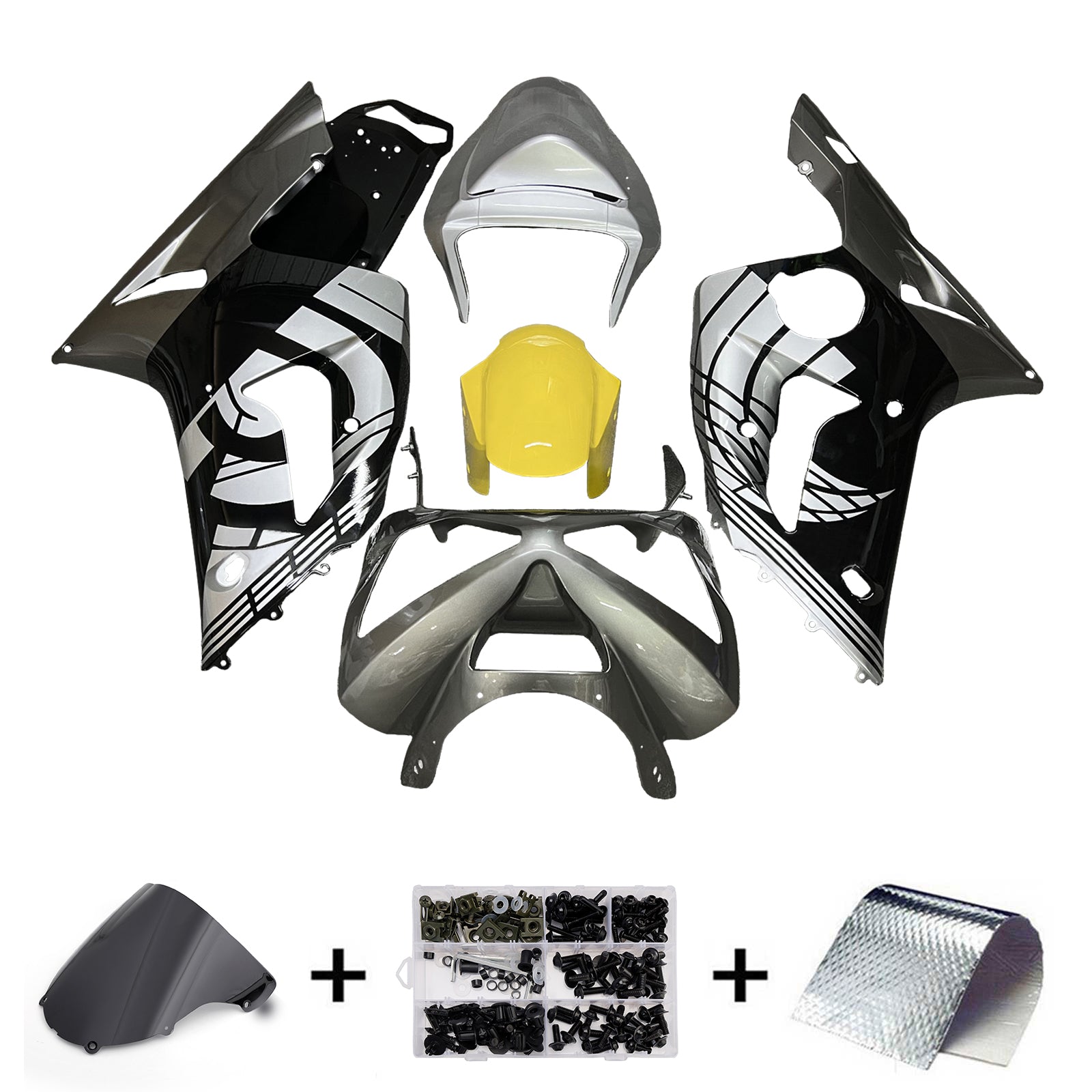 Injeksjon Fairing Kit Bodywork Plast Abs Fit for Kawasaki ZX6R 636 2003-2004