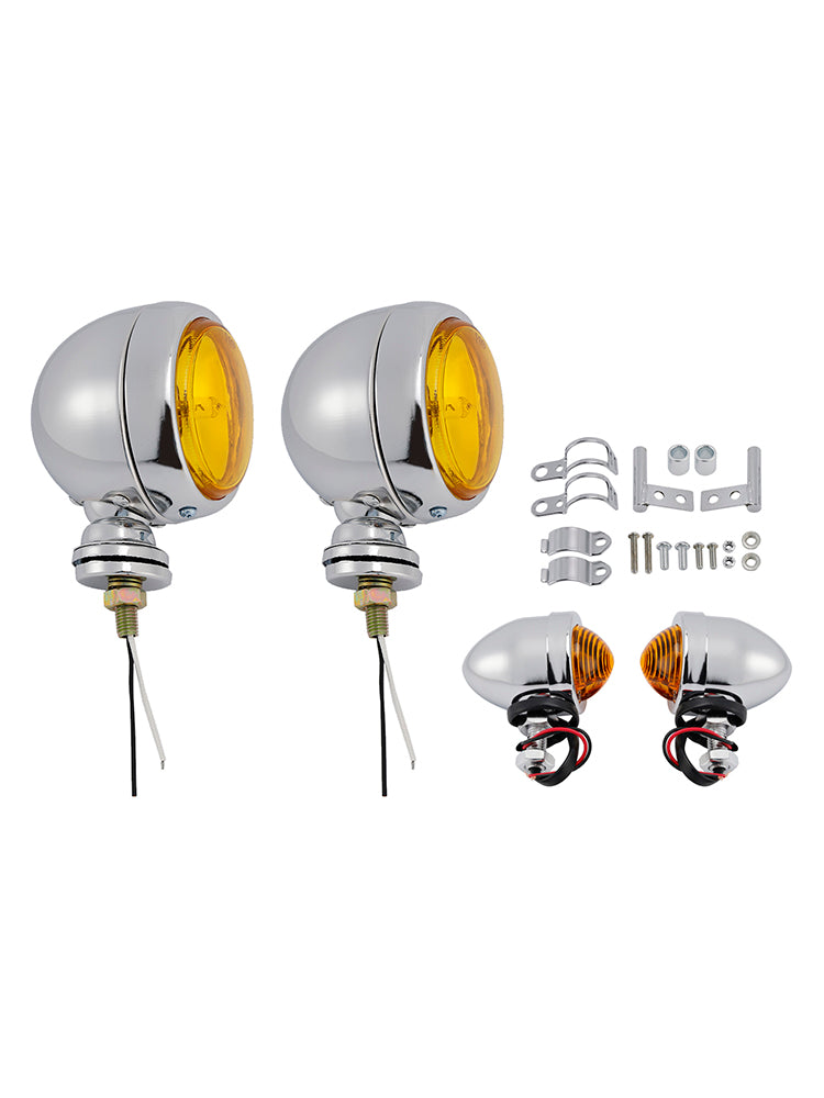 Motorcycle Beam Headlight Fog lampe personnalisée Chrome # D20 pour Racer Bobber Chopper