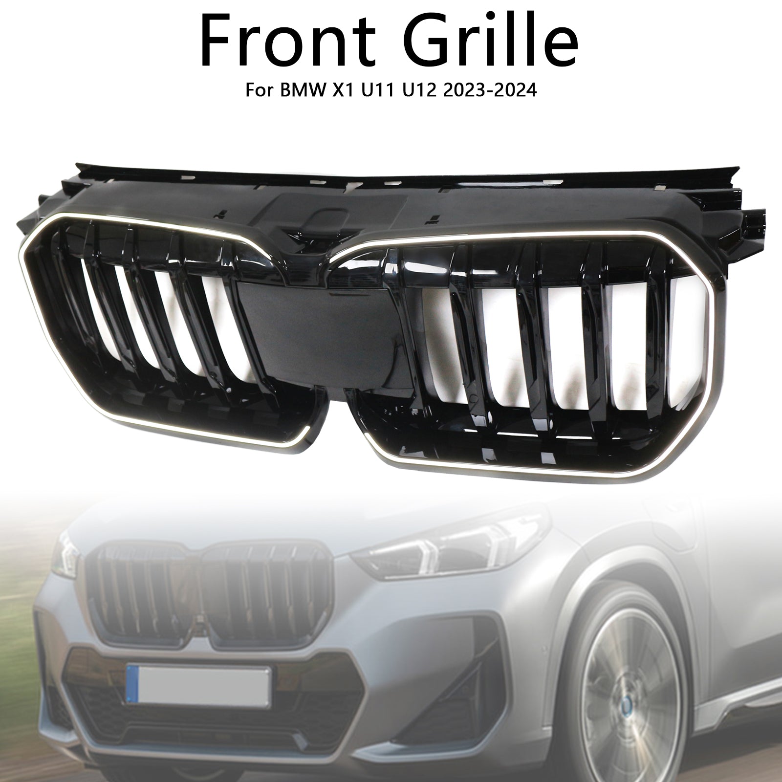 2023-2024 BMW X1 U11 U12 Glans Black Front Bumper Kidney Grill Grill