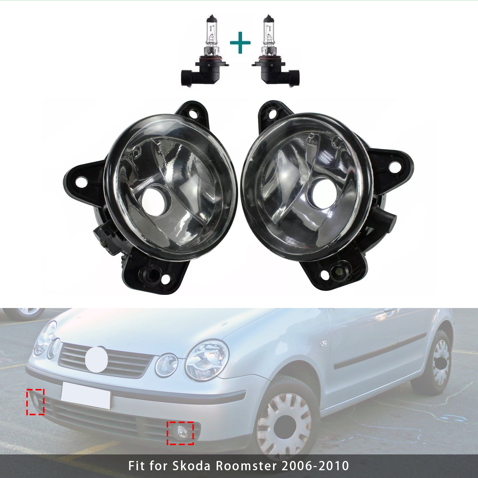 Paar mistlampen voor met lampen voor VW Transporter T5 & Caravelle 2003-2010