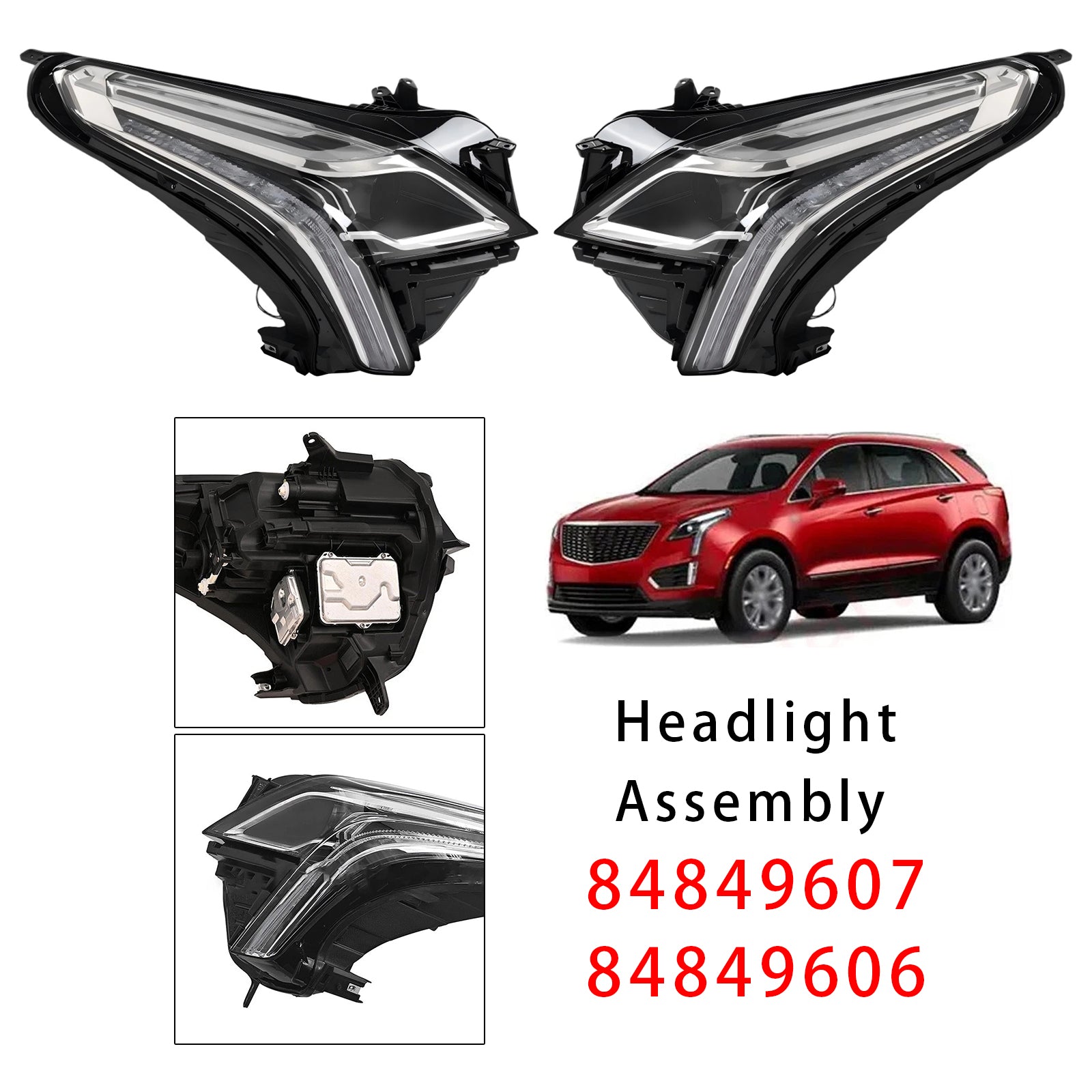 Left+Right LED Headlight Assembly 84849607 84849606 For Cadillac XT5 2020-2023