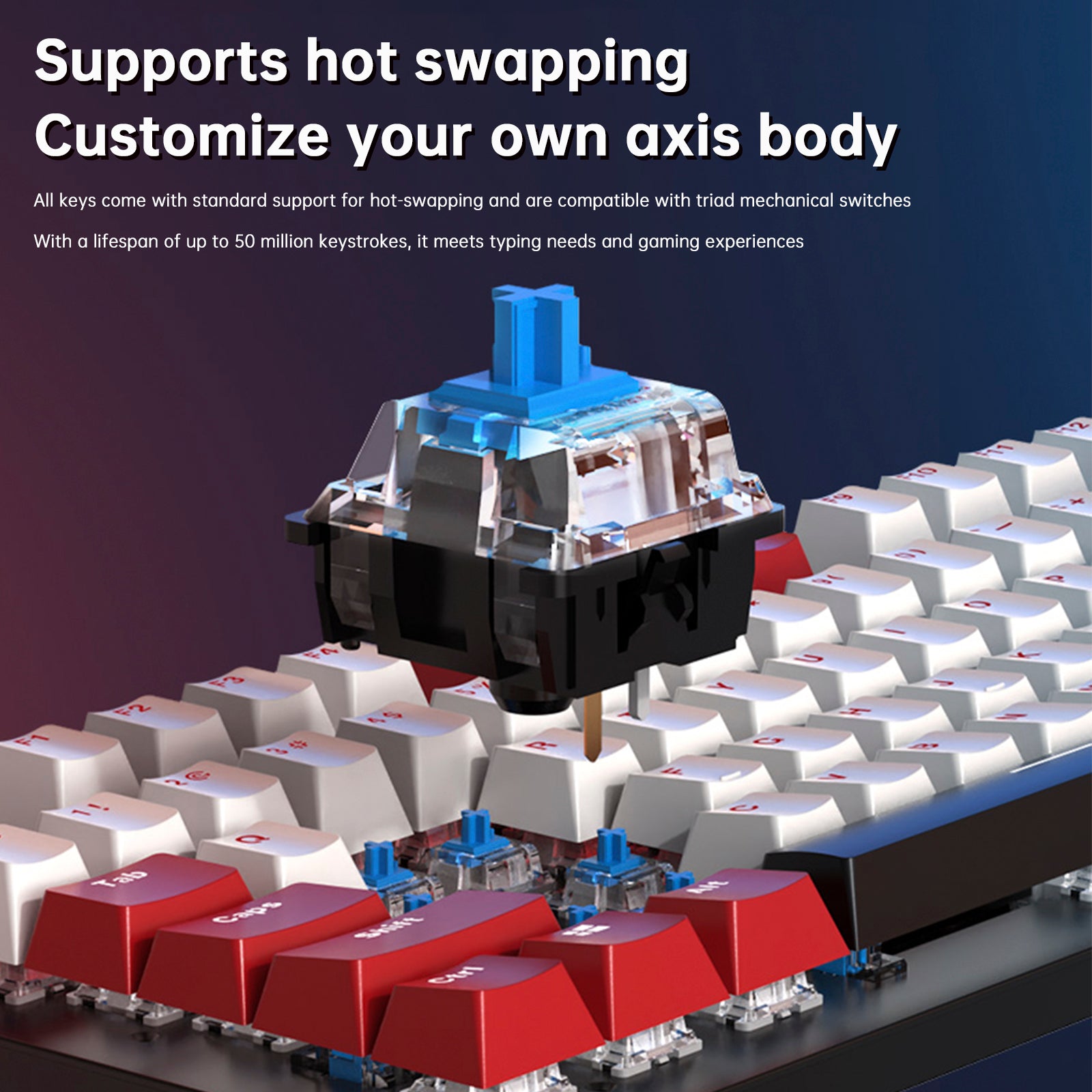 104Key Wired Mechanical Linear Switch Gaming Keyboard With Blue Switch RGB Light