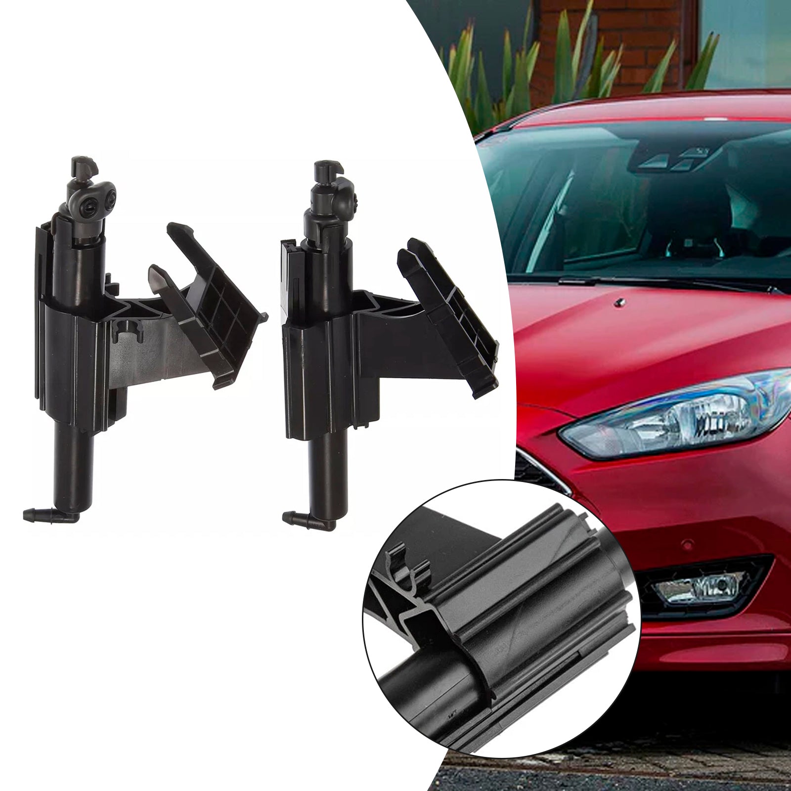 1 Pair Front Headlight Spray Washer Nozzle For Ford Focus MK 3 2010-2017