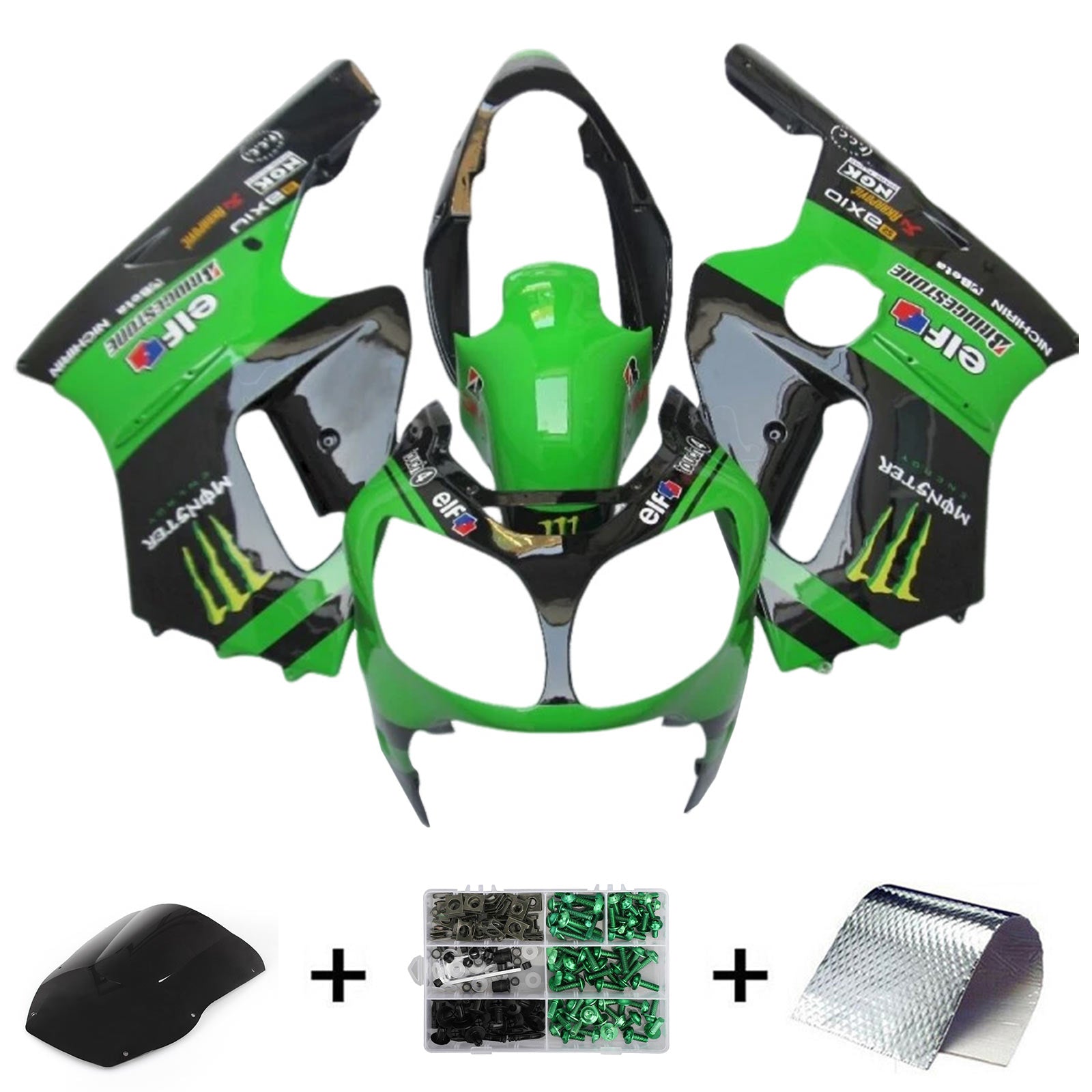 2000-2001 Kawasaki ZX12R Injektionsmässa kit Kroppsarbete Plastisk ABS