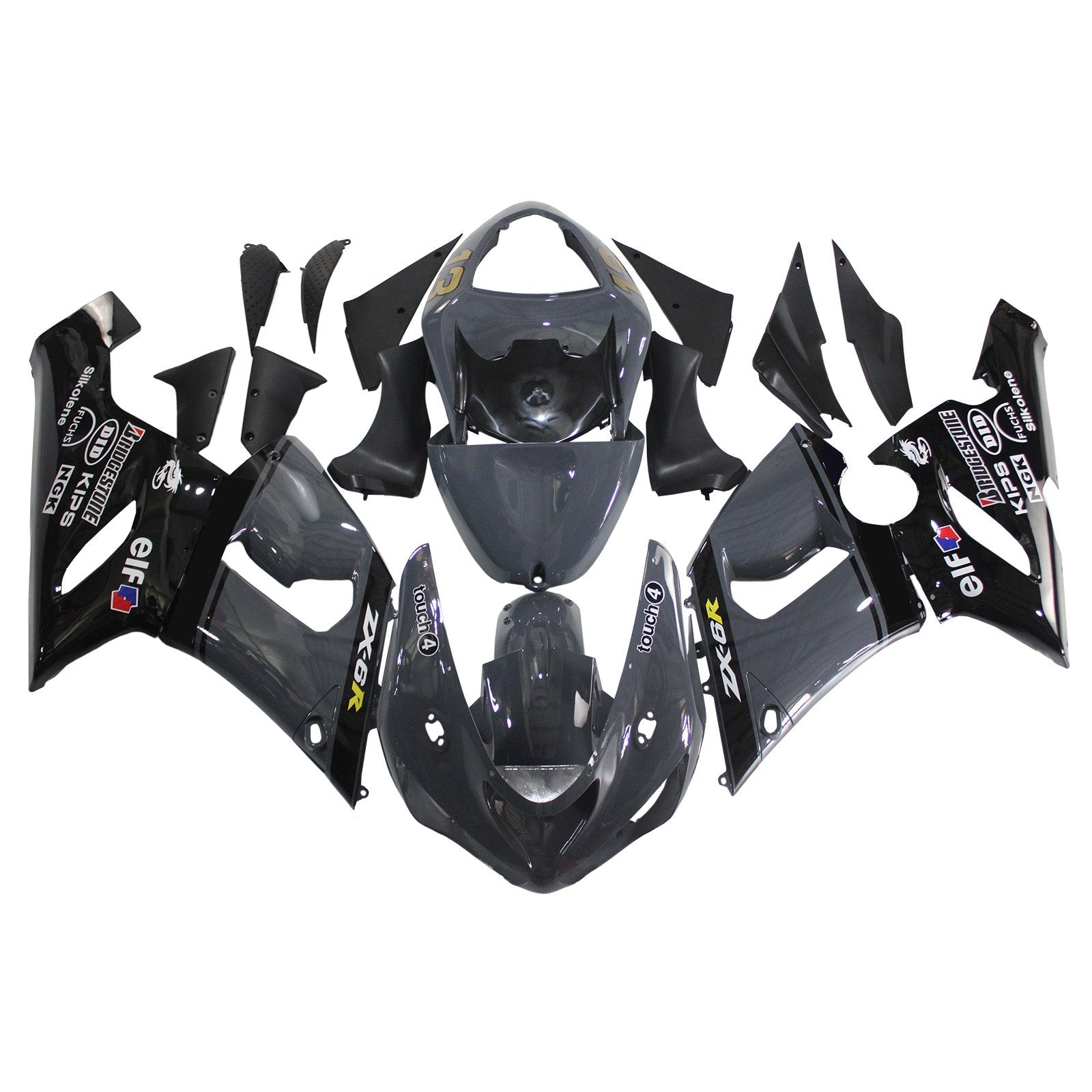 2005-2006 KAWASAKI ZX6R 636 AMOTOPART INJECTION FAIRING KIT BORDOWWORD PLASTIQUE ABS # 133