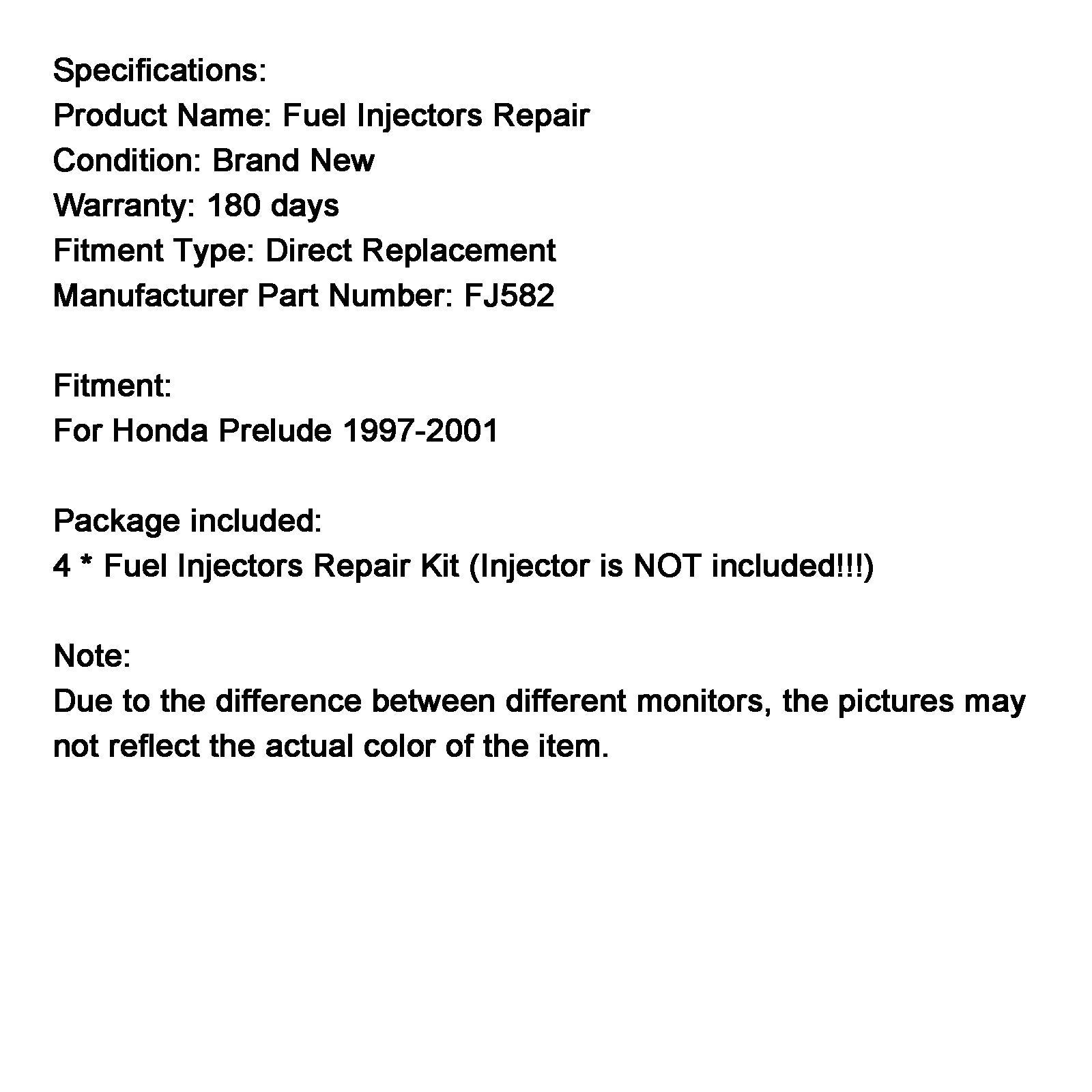 1997-2001 Honda Prelude Fuel Injector Repair Service Kit H22A4 FJ582