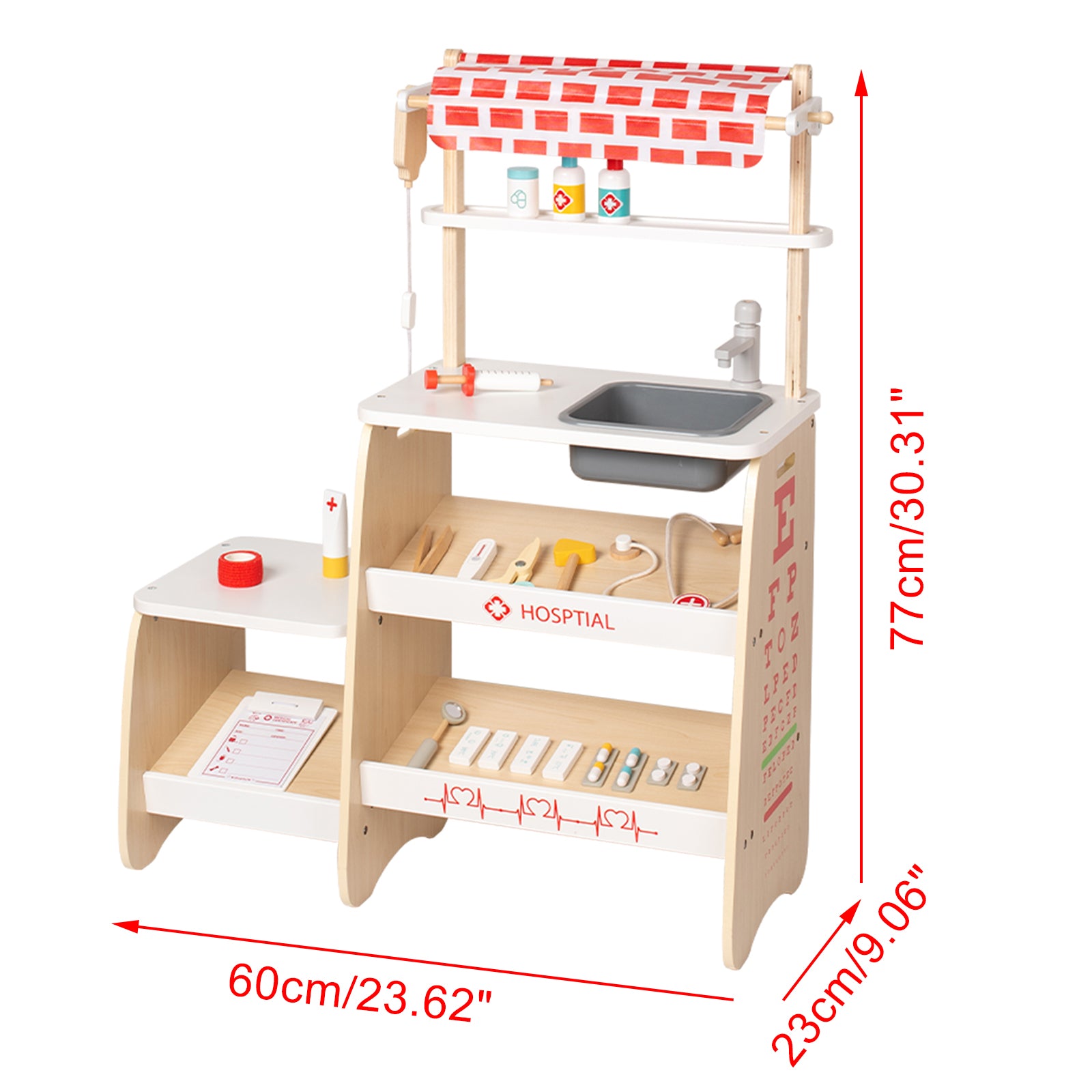 Juego de juguetes de simulación con soporte para clínica médica para niños con 22 accesorios a partir de 3 años