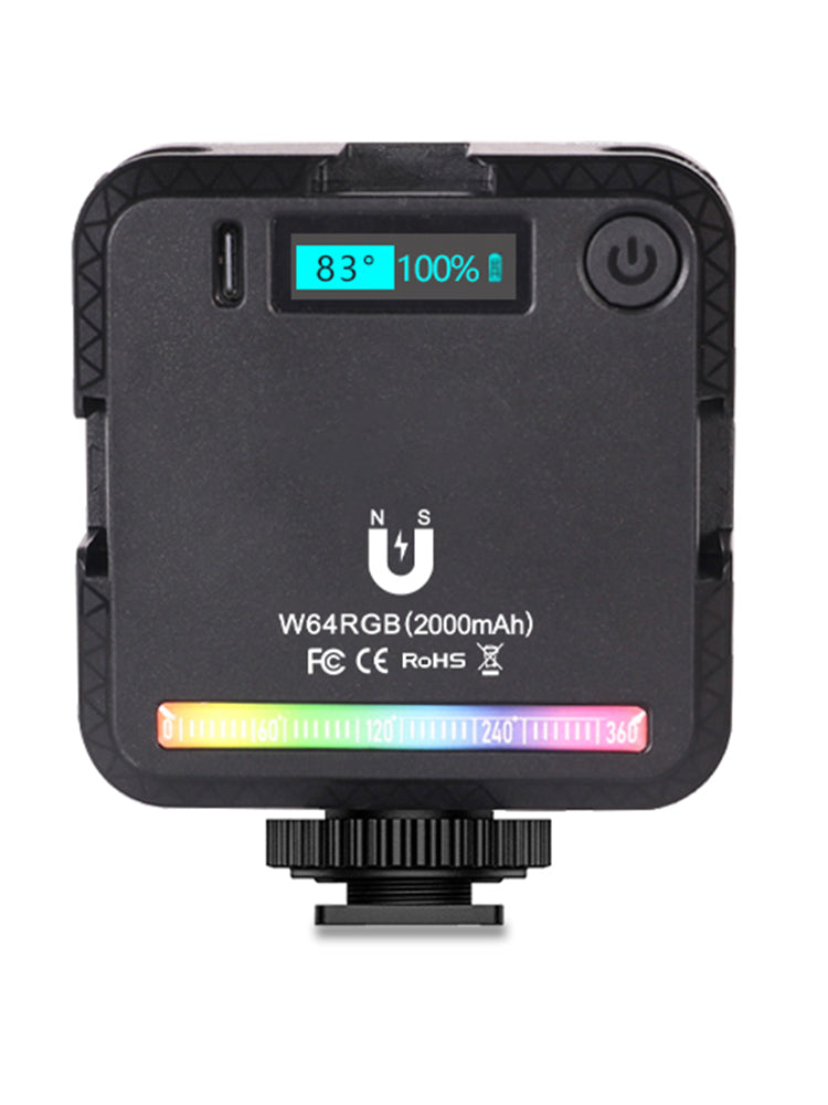 W64 RGB LED-videolicht, invullicht, videocamera, mobiele telefoon, live schoonheid, buiten