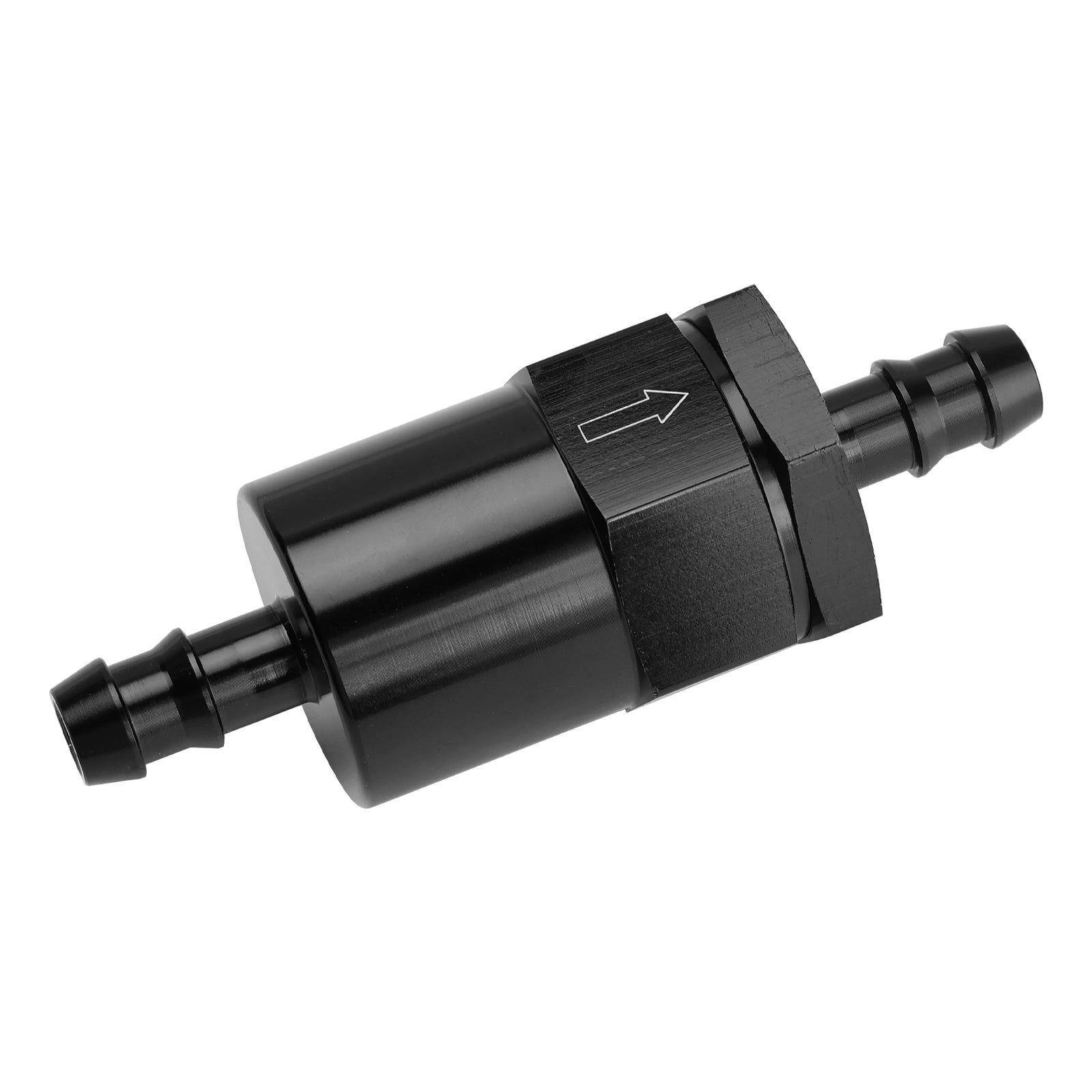 Black Inline EFI Fuel Systems Filter Adapter 3/8" Barb With 30 Micron Filter Element
