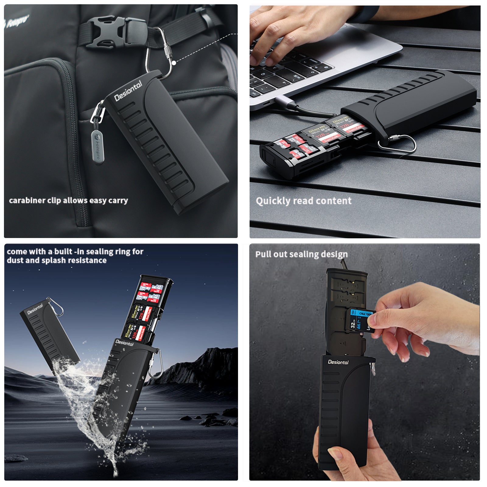 2 i 1 høyhastighets leser flash-kortboks fotooverføring lagring vanntett