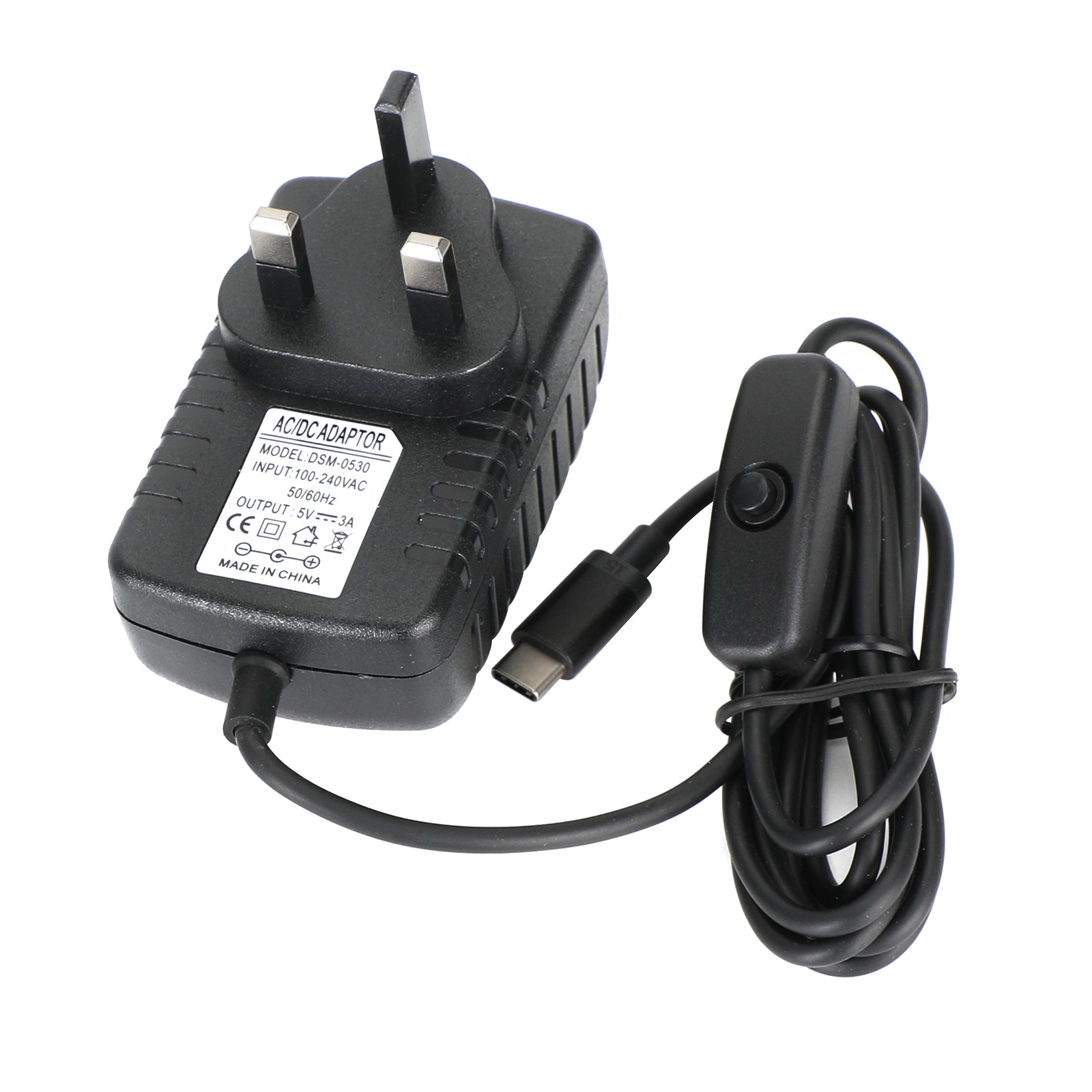 Fuente de alimentación USB tipo C de 5V/3A, 5V, 3A, CC, modelo B, para Raspberry Pi 4, enchufe británico