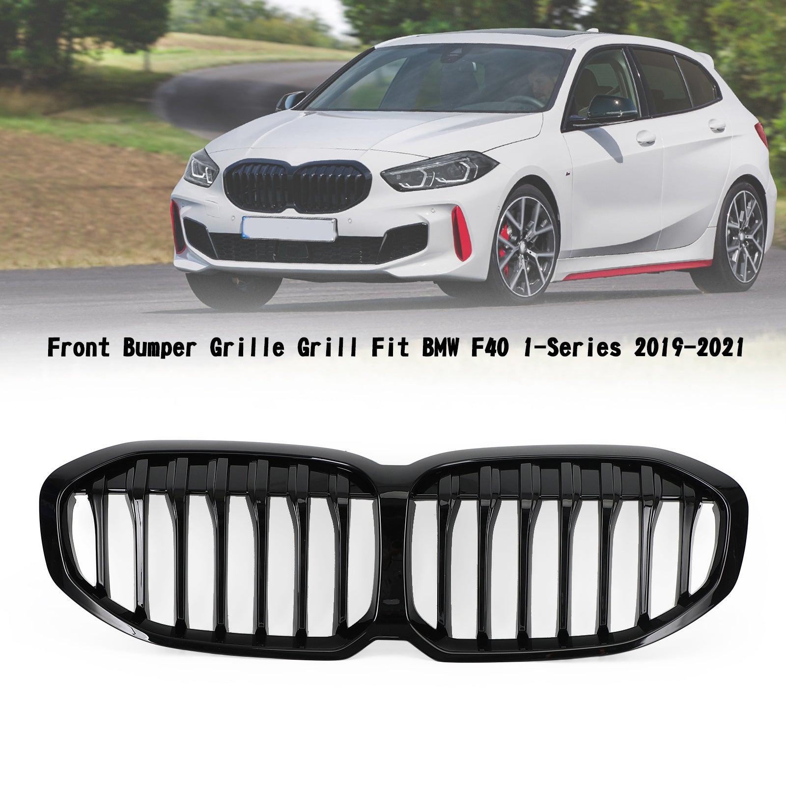2019-2023 BMW F40 1-serie Glanzend zwart vervangende motorkapgrille 51138080490