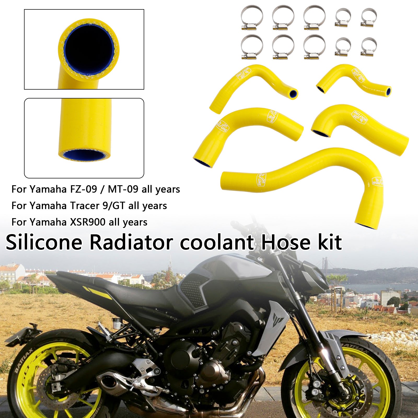 Yamaha MT-09 XSR900 TRACER 9/GT Todos os anos Silicone Radiator Coolant Mangueira