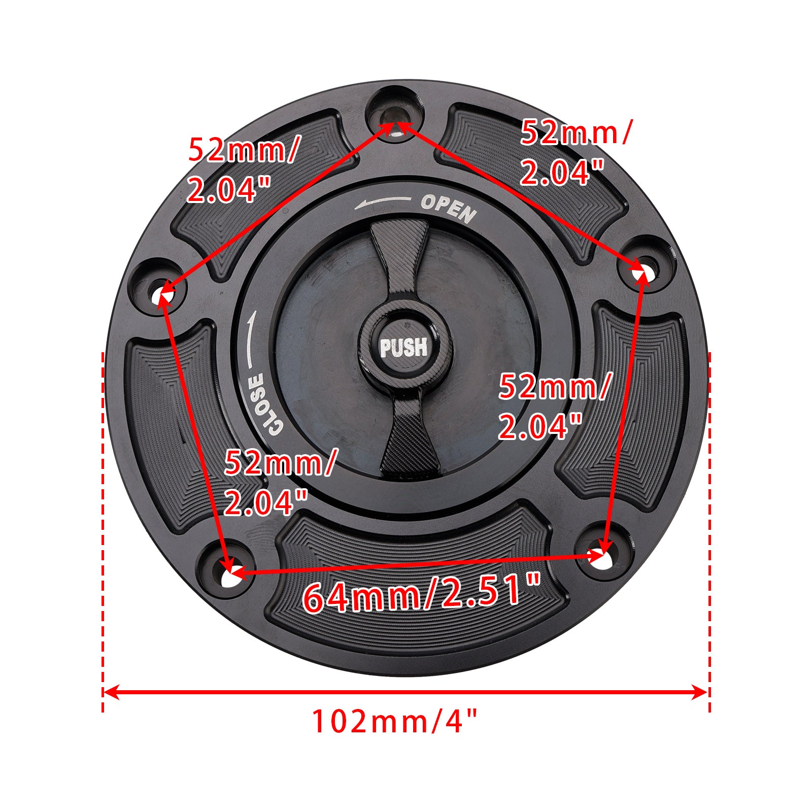 CNC 102mm Fuel Gas Cap Keyless For QJMOTOR RRQ600 550 R400 R350 R250 SRK 600