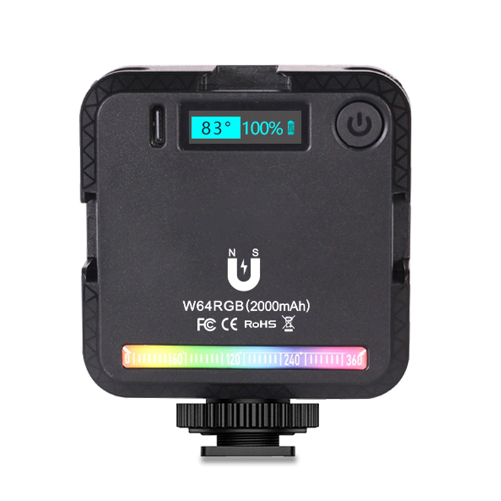 W64 RGB LED-videolicht, invullicht, videocamera, mobiele telefoon, live schoonheid, buiten