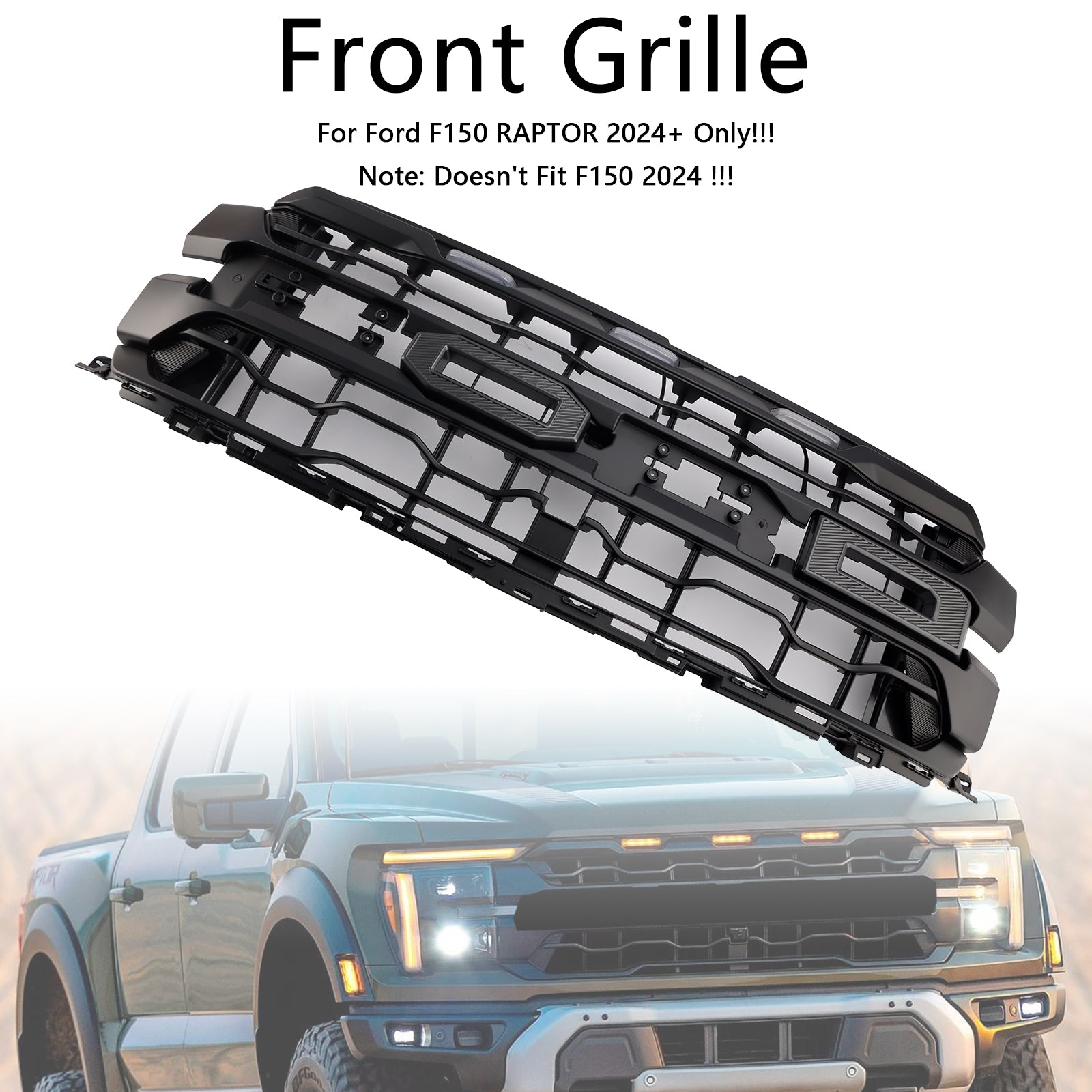 Zwarte voorbumpergrille, alleen geschikt voor Ford F150 RAPTOR 2024+