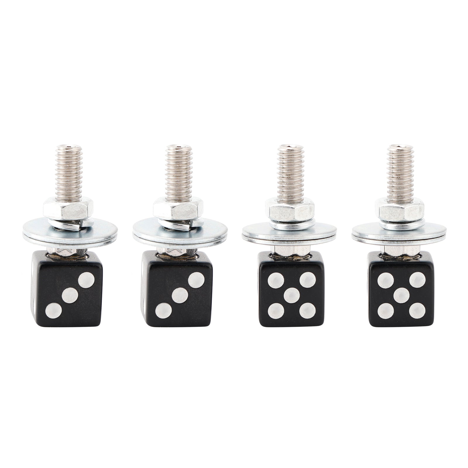 4x Motorcycle Bike Plastic Black Dice License Plate Bolt On Screw On Frame Nut