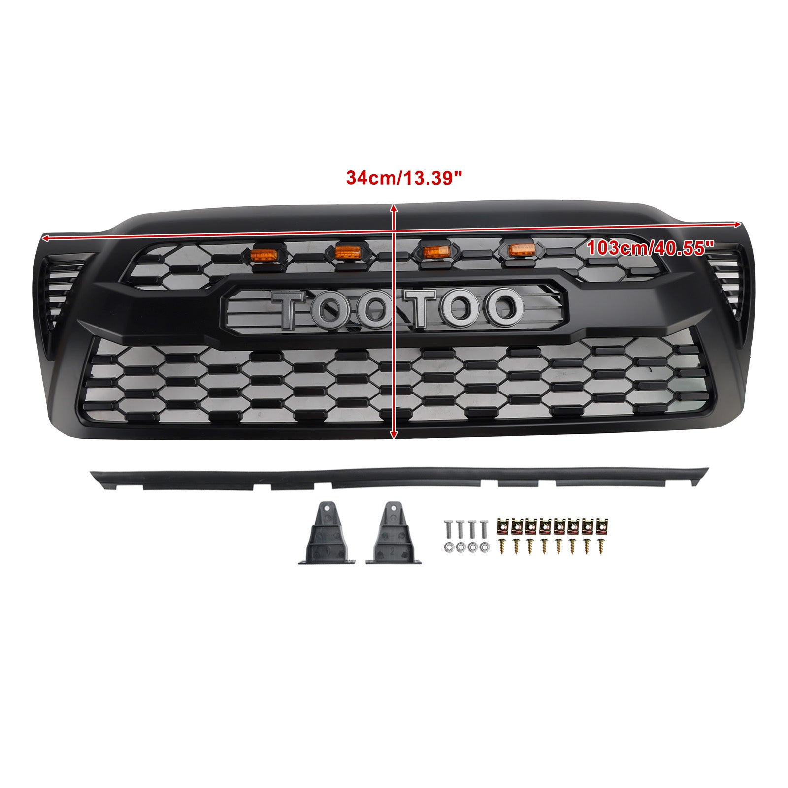 Matte Black Front Bumper Grille Grill Fit Toyota Tacoma 2005-2011 W/LED