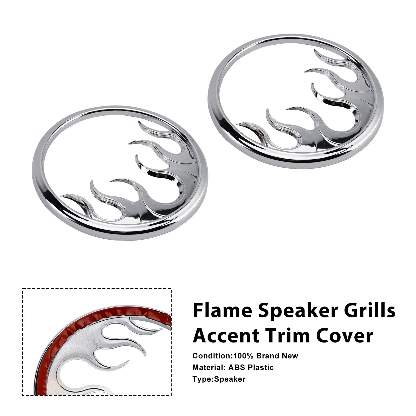 Flame Speaker Grills Accent Trim Cover For Touring Electra Glide Ultra Classic