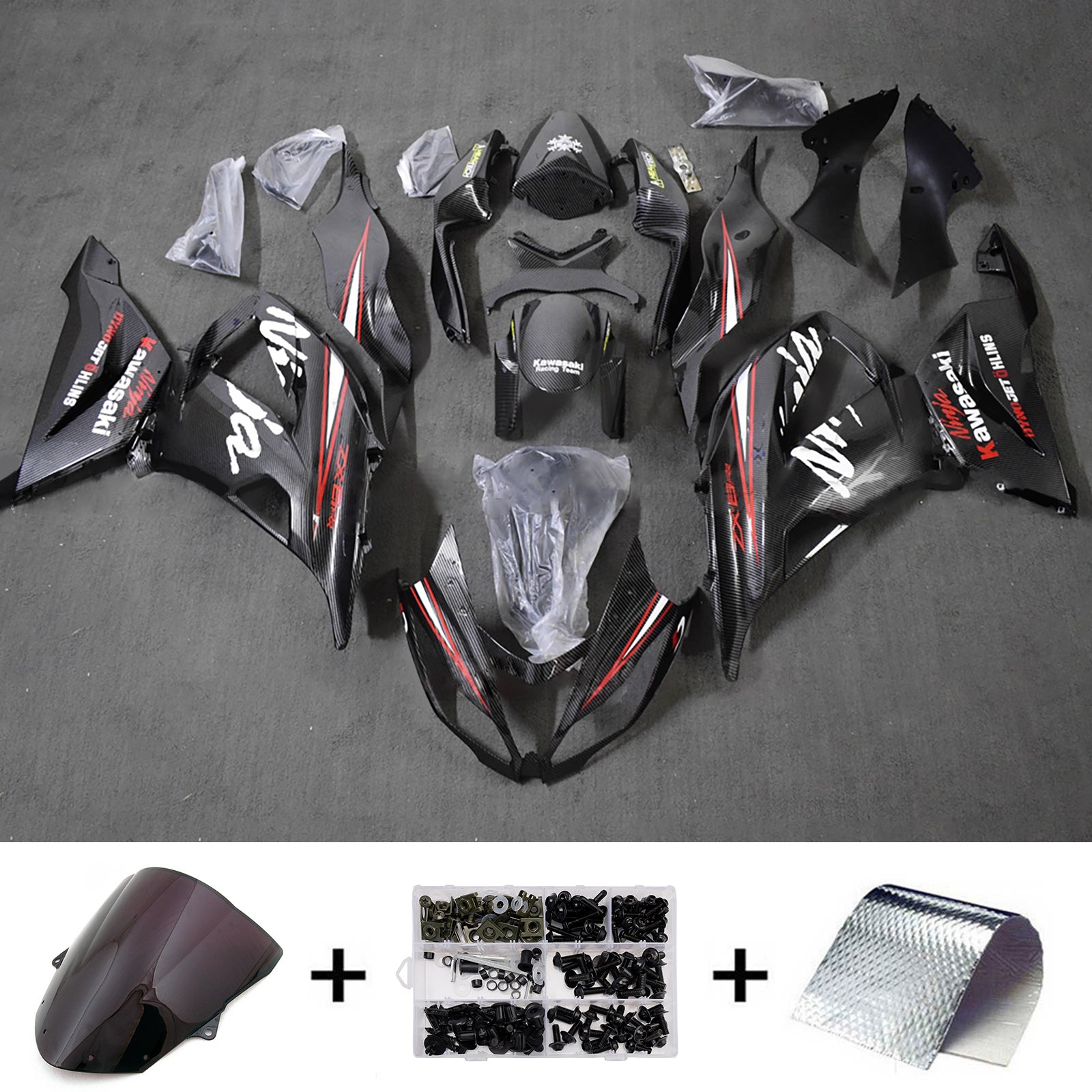 Kit carena iniezione carrozzeria in plastica ABS adatta per Kawasaki ZX6R 636 2013-2018