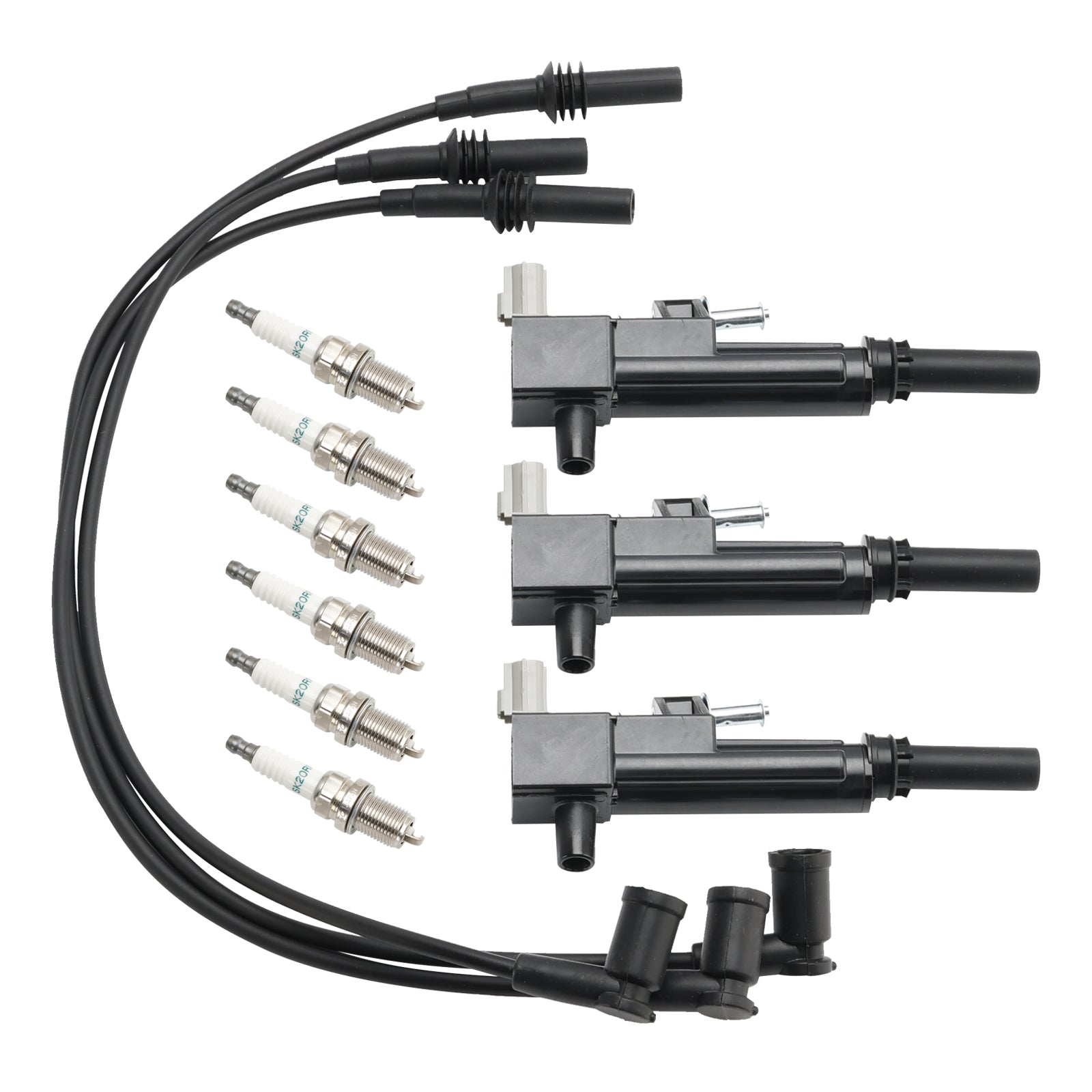 2009-2010 Jeep Grand Cherokee V6 3.7L 3x Bobina de ignição+6x Vela de ignição+3x Fio UF640