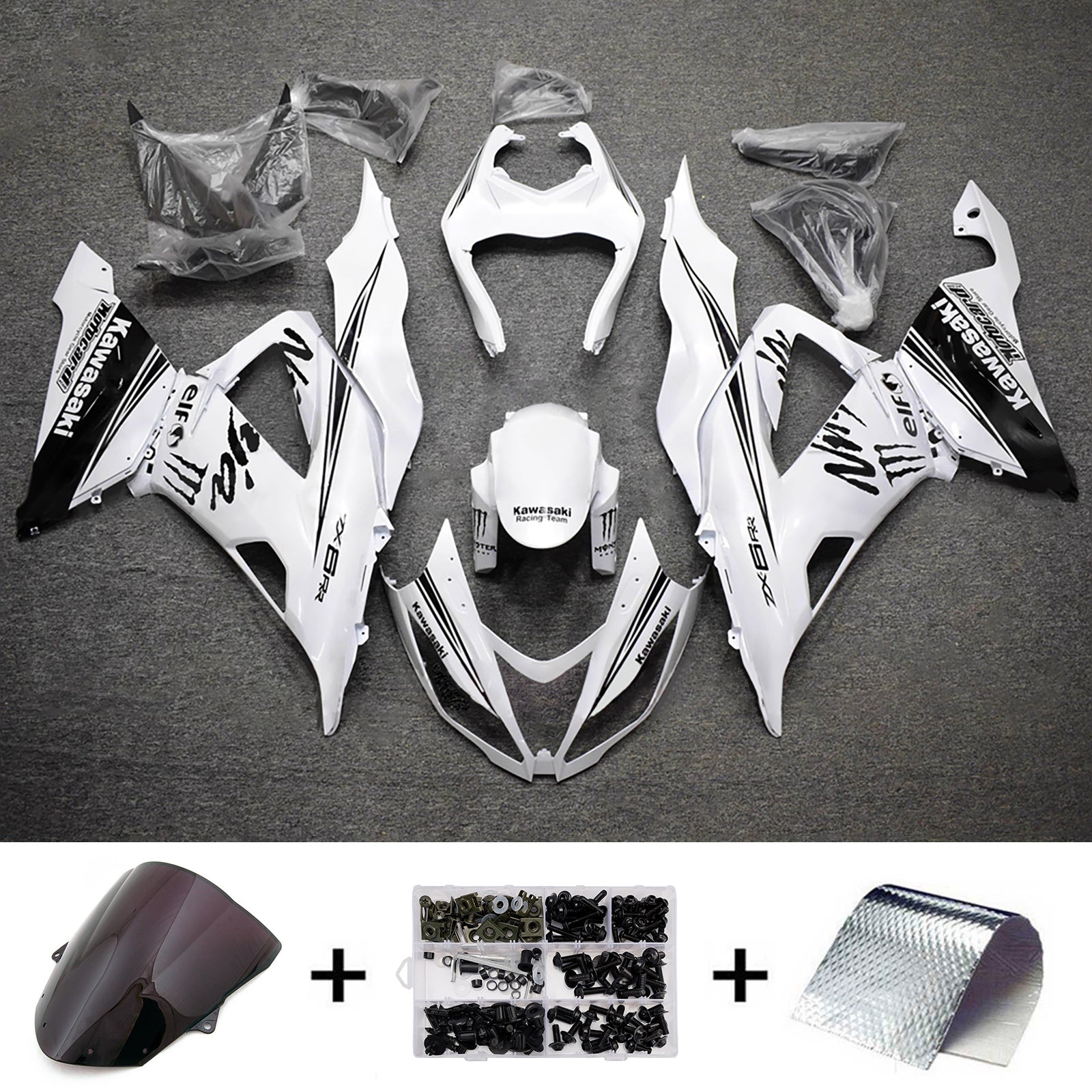 Kit carena iniezione carrozzeria in plastica ABS adatta per Kawasaki ZX6R 636 2013-2018
