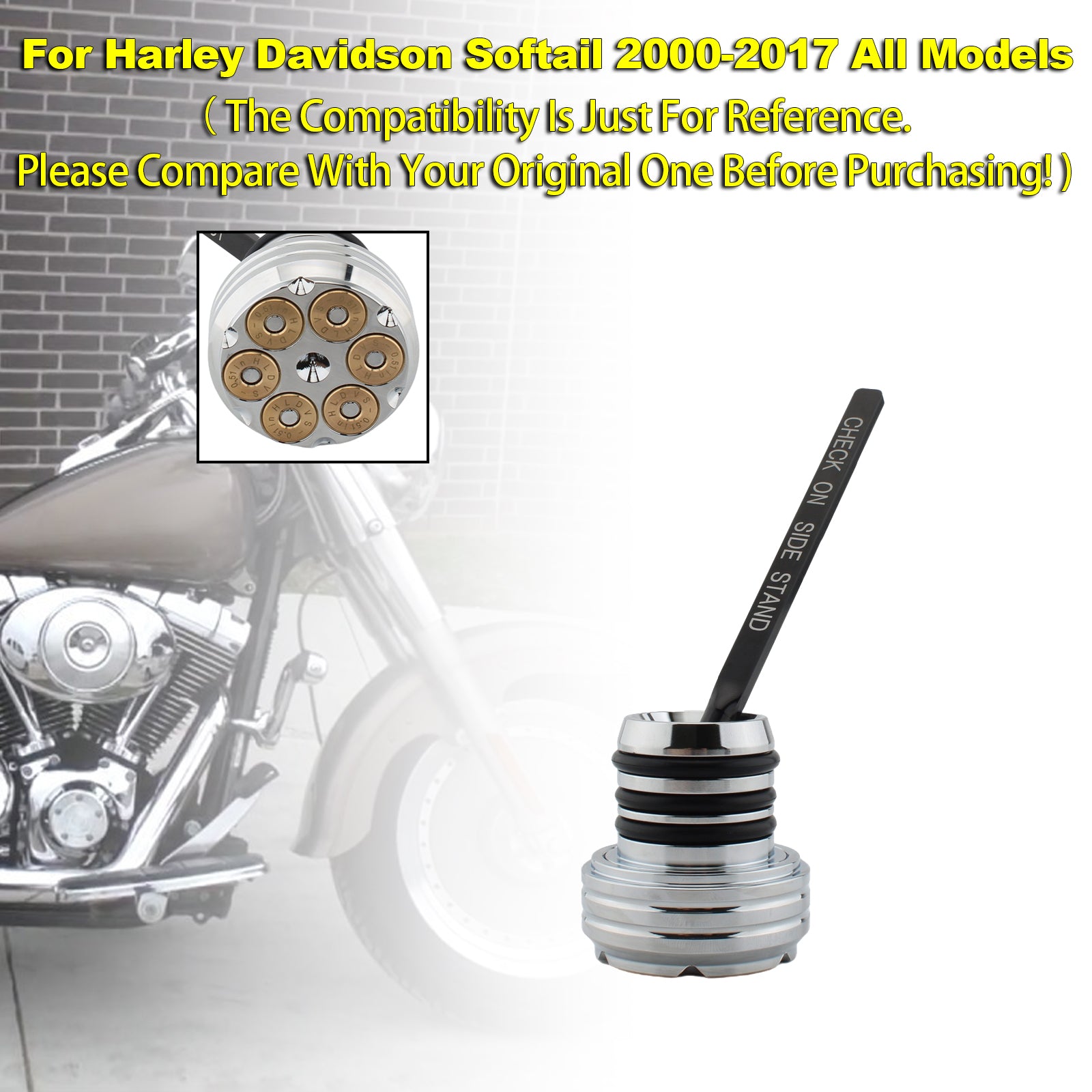 Olje dipestick tank cap plugg for softail 2000-2017 Alle modeller