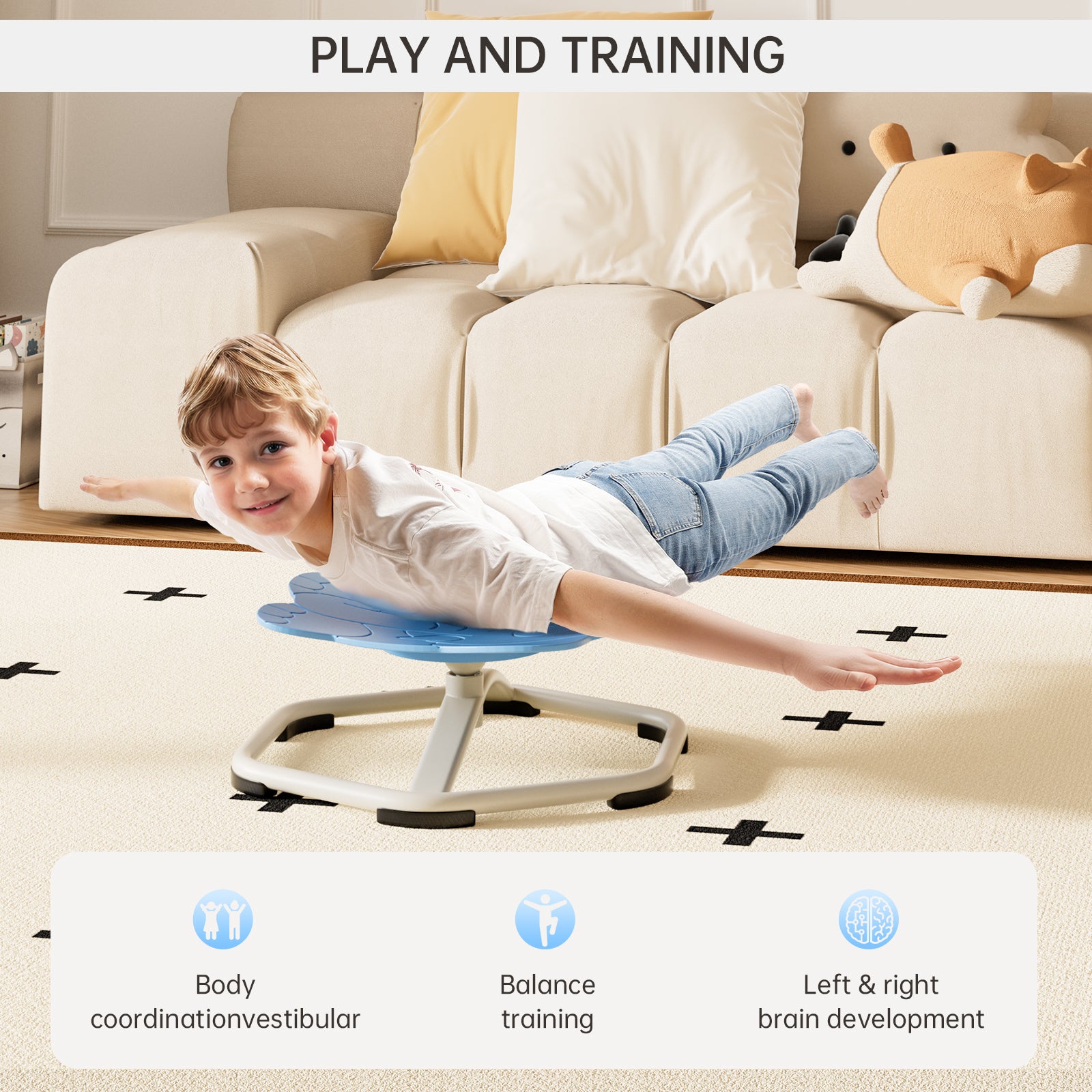 Asseyez-vous + spin 360 ° sensoriel rotation siège pivotant jouet enfants éléphant wobble chaise tabouret