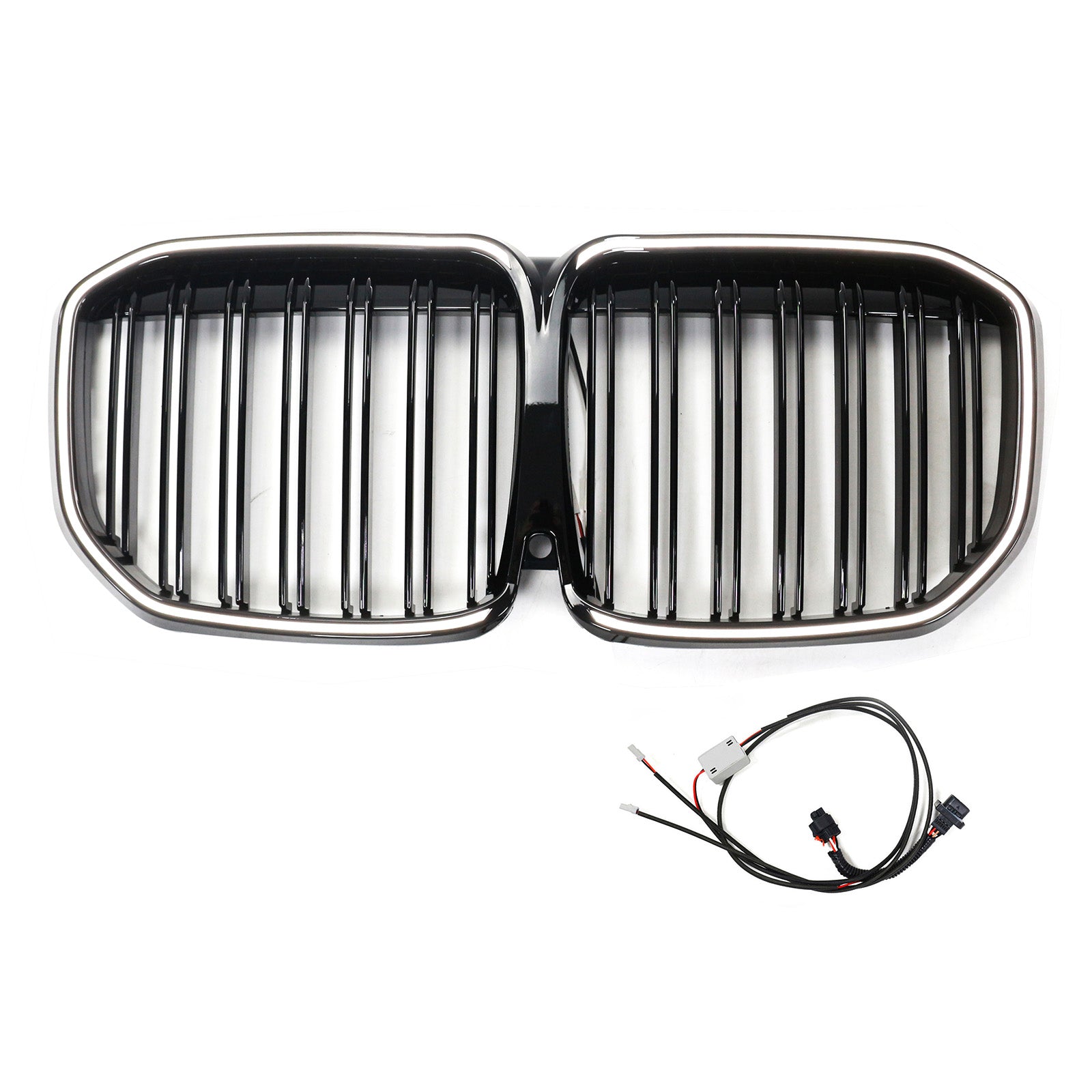 Double Slat Gloss Black Front Kidney Grill Grille Fit BMW X7 G07 2019-2022