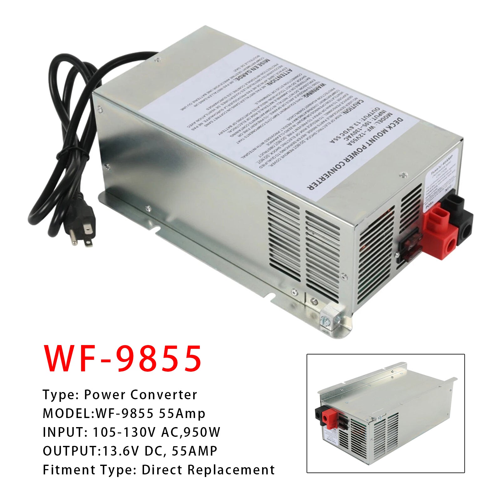 Converter 55 Amp Power Converter Charger For RV Trailer Camper 12V WF-9855