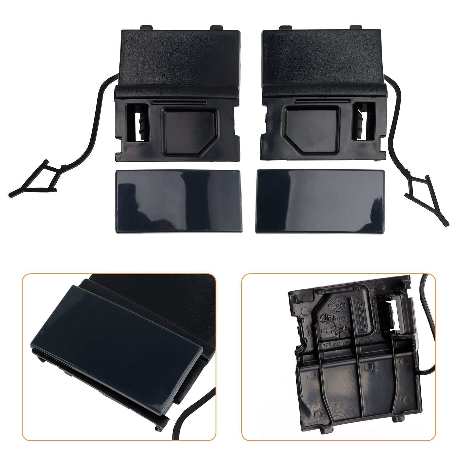 A Pair Car Front Bumper Tow Hook Eye Cover Cap For VW Touarge 2014 - 2018