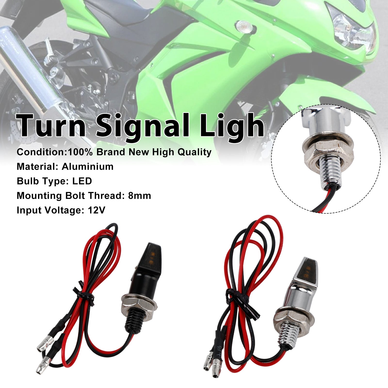 12v LED Turn Signal Indicator Light 8 mm Universal Motorcycle pour Yamaha