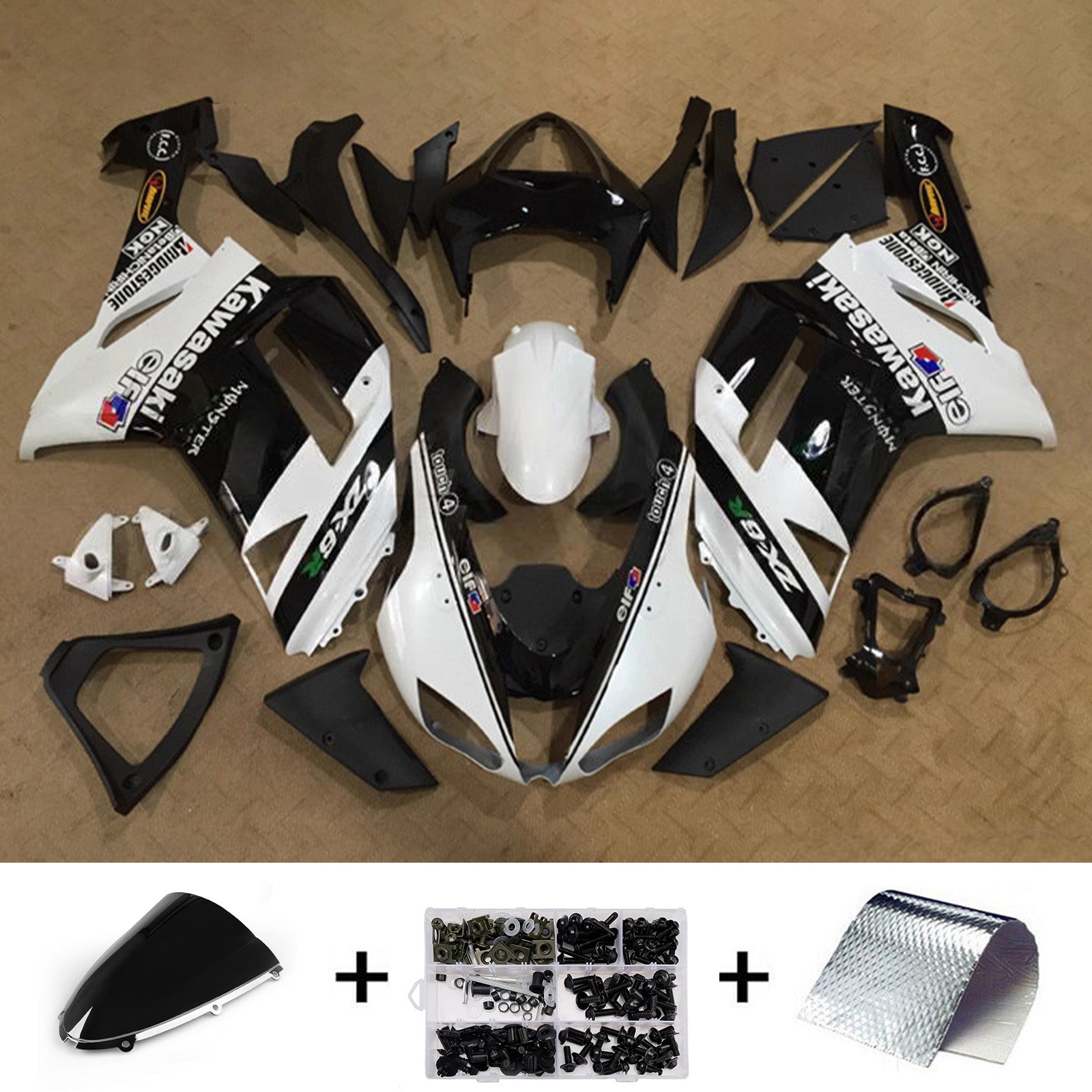 Kit carena iniezione carrozzeria in plastica ABS adatta per Kawasaki ZX6R 636 2007-2008