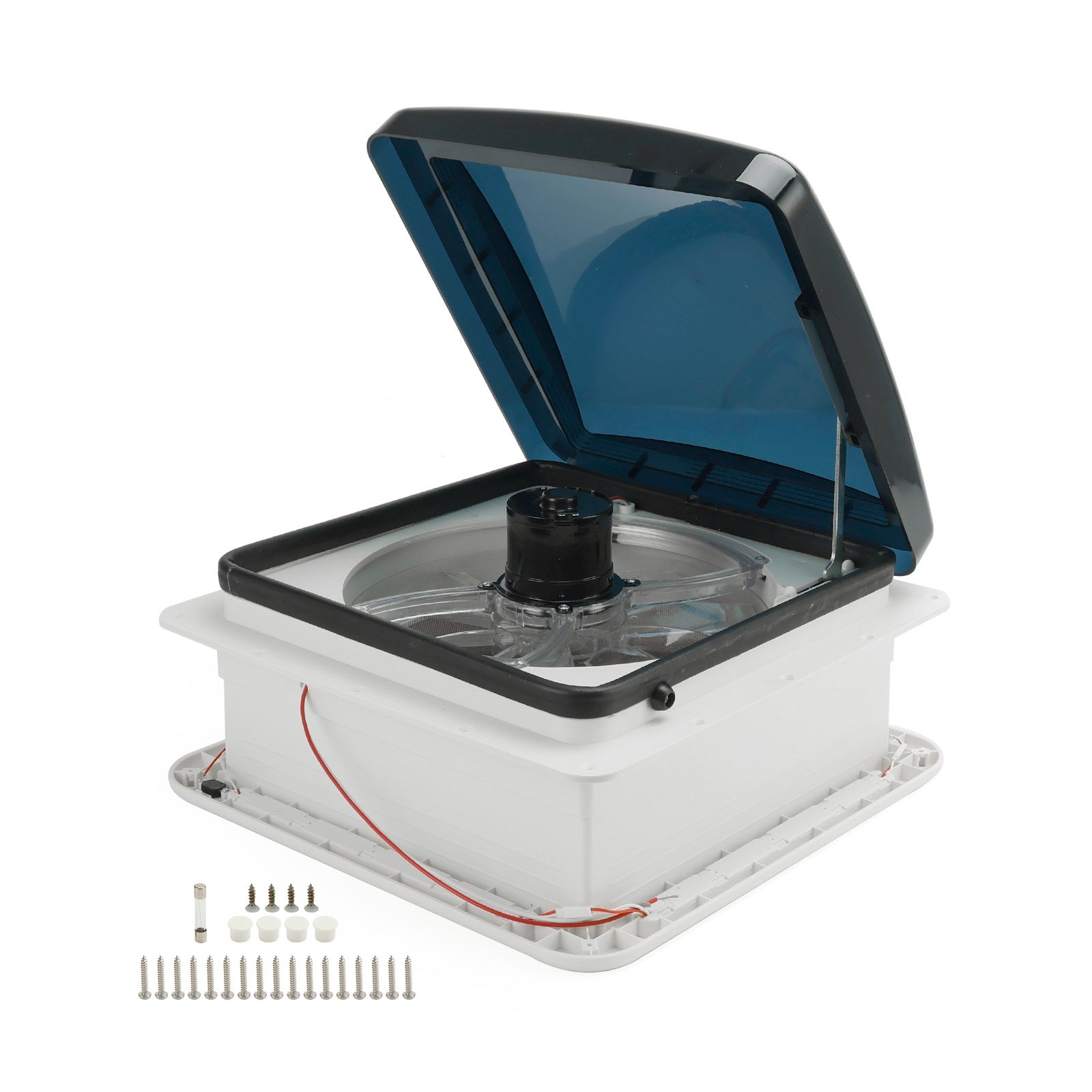 14" Takventil för husvagn, husvagn, 3-växlad motor, 12V takfönster med LED-ljus