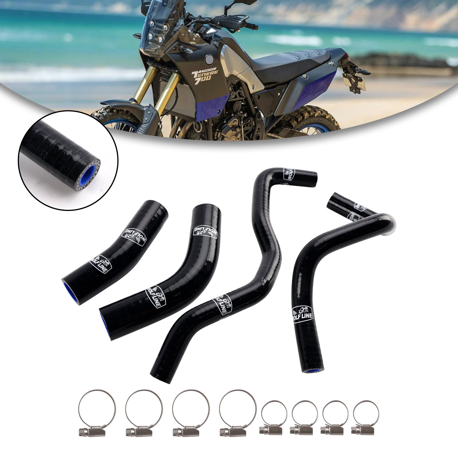 Kit de durites de refroidissement de radiateur en silicone pour Yamaha Tenere 700 2019-2024