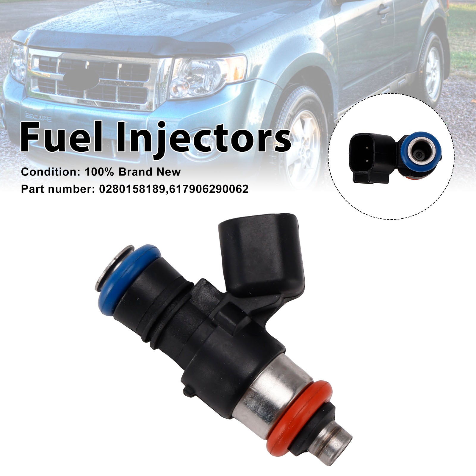 617906290062 Fuel Injectors 0280158189 For Mercury Mariner Ford 3.0L