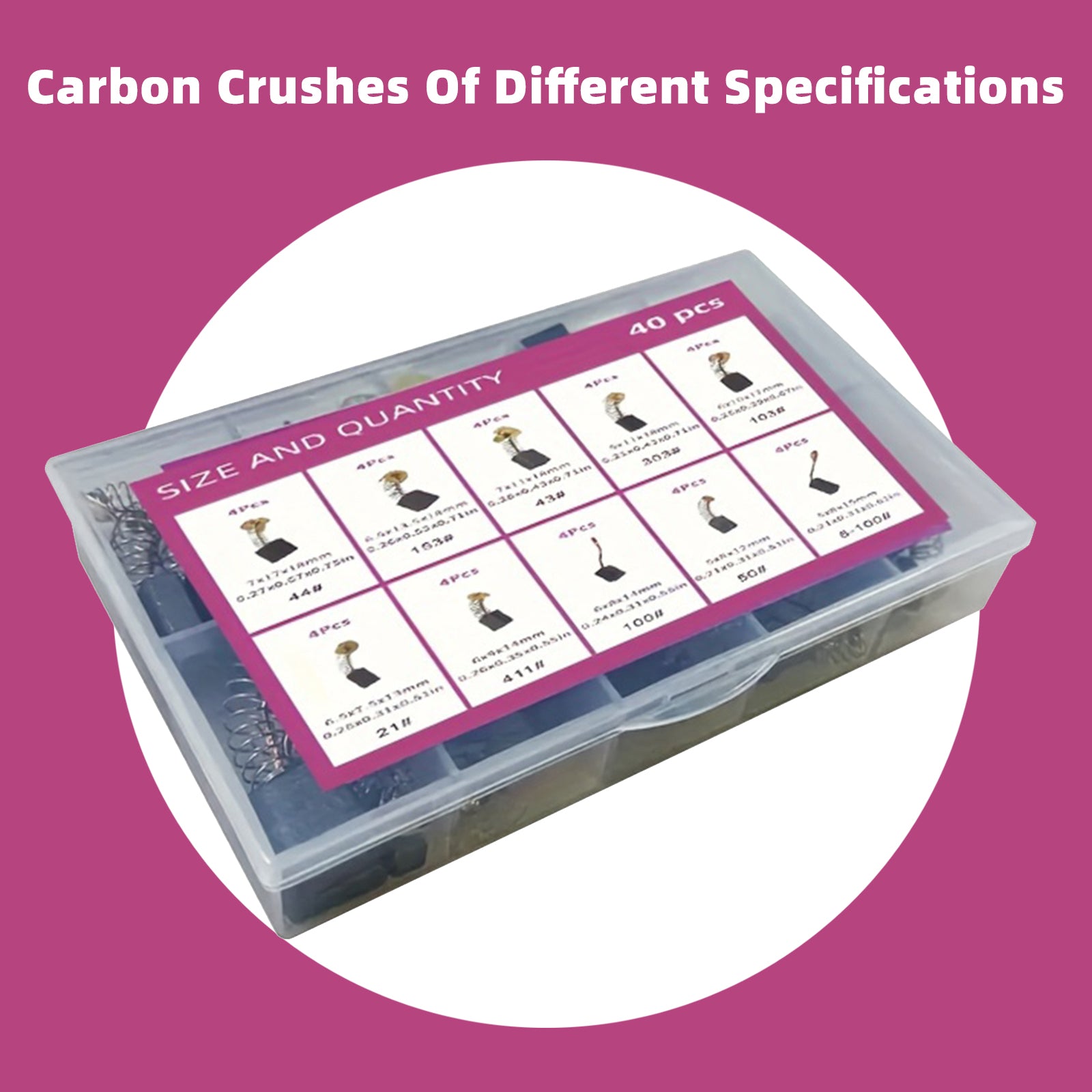 40 Uds. De cepillos de carbono para Motor eléctrico, pieza de herramienta eléctrica de reparación de repuesto de 10 tamaños
