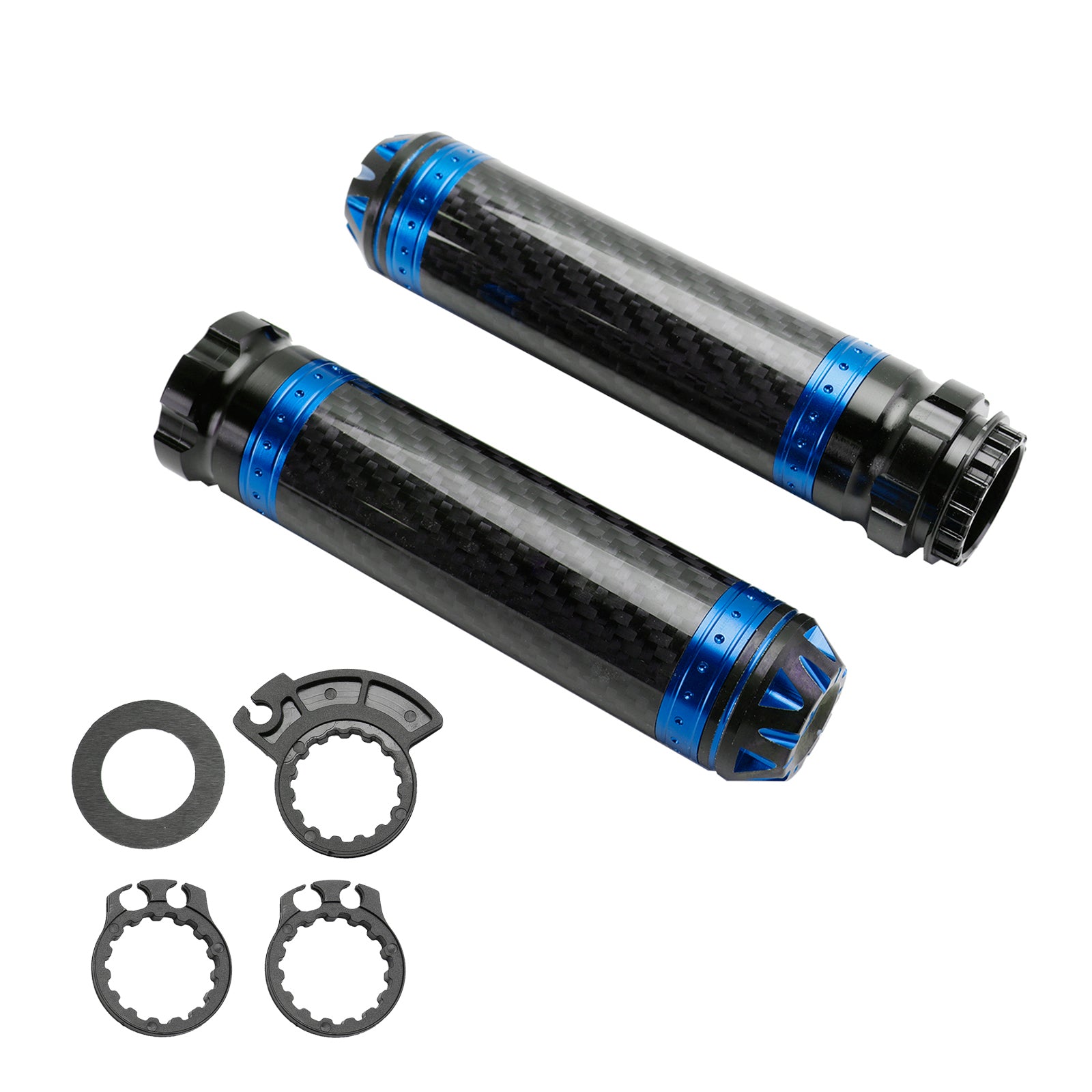 7/8"/22mm Motorfiets Stuur Handgrepen Carbon Universeel Groen Voor Motorfiets Zilver