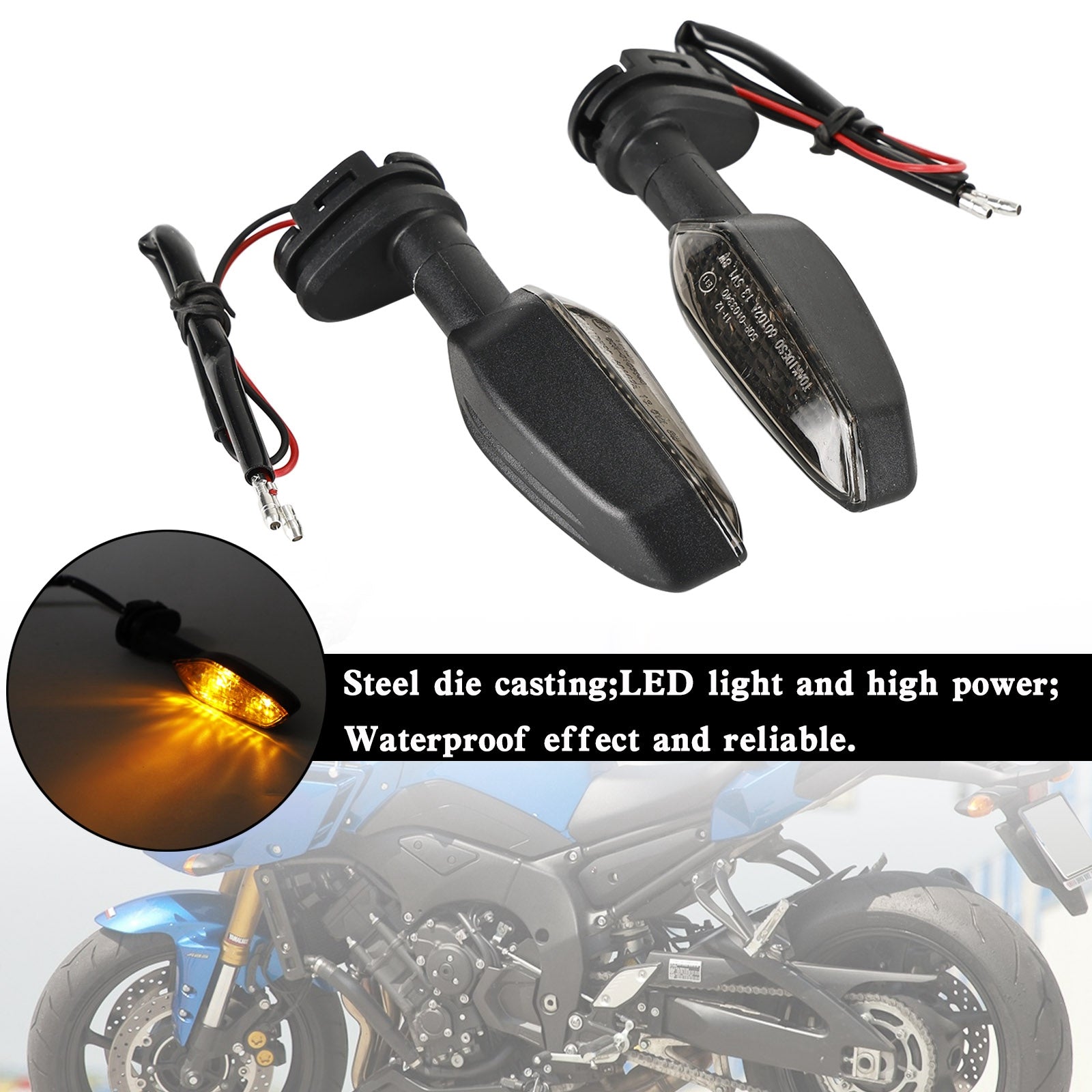 LED Turn Signal Lights Amber Indicator Lamps For Yamaha FZ1 Fazer 2006-2016