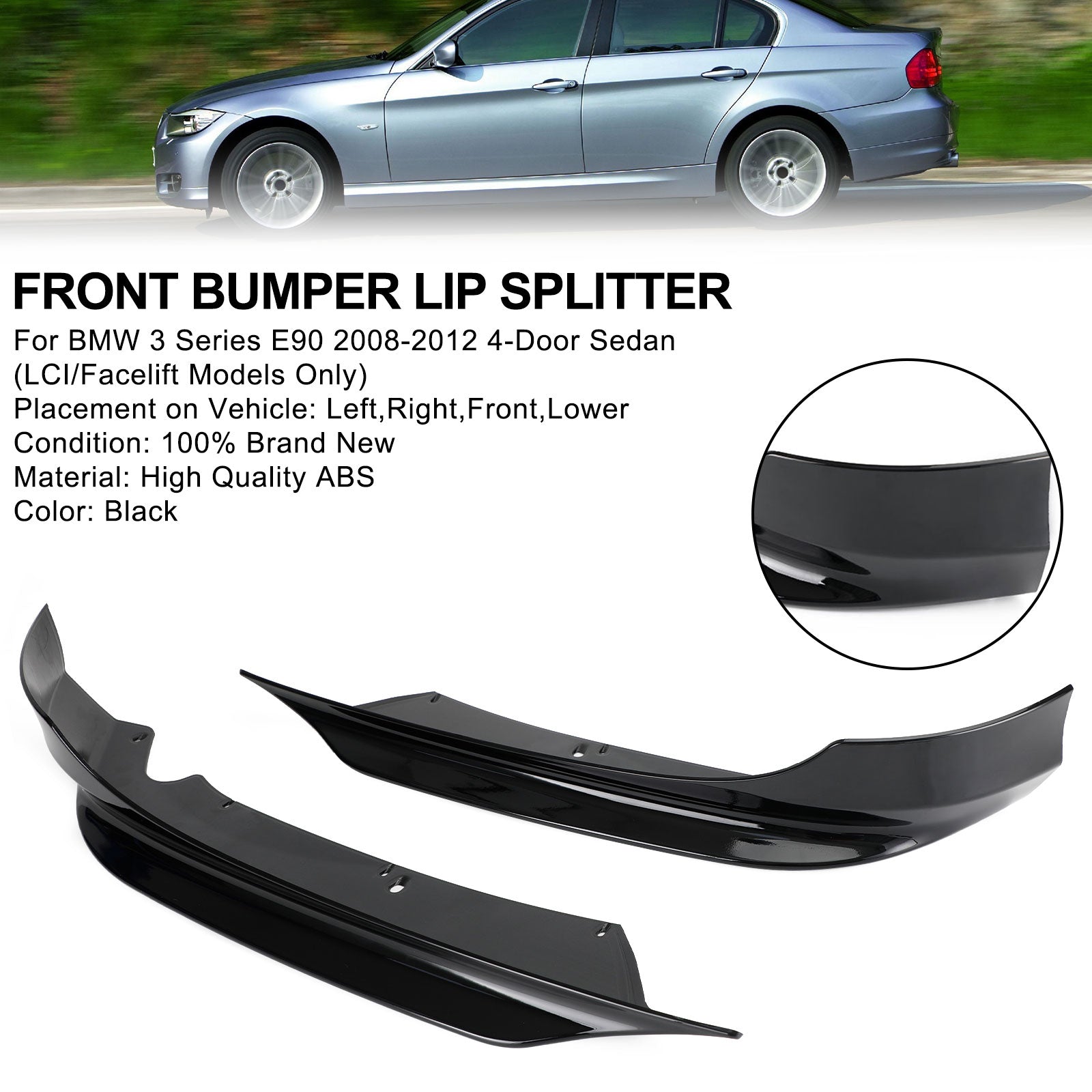 2008-2012 BMW 3 Series E90 LCI PP Front Bumper Lip Splitter Spoiler