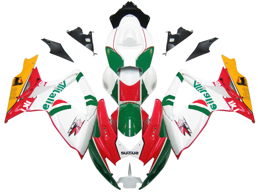 2006-2007 Suzuki GSXR 600 750 White Red Green Alitalia Racing Fairings générique