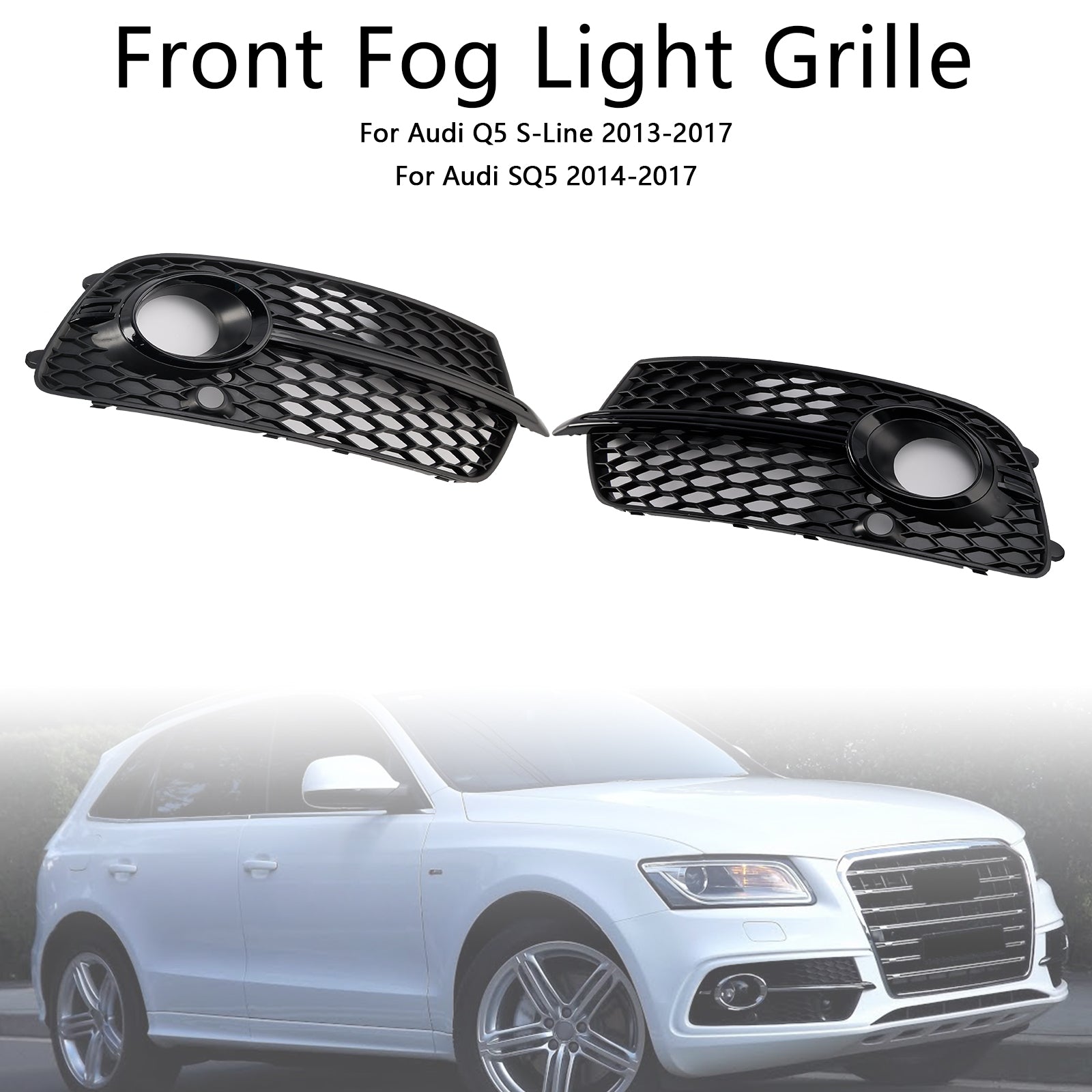 Voorbumper Mistlamp Grill Grille Fit Audi Q5 S-Line SQ5 2013-2017 Zwart