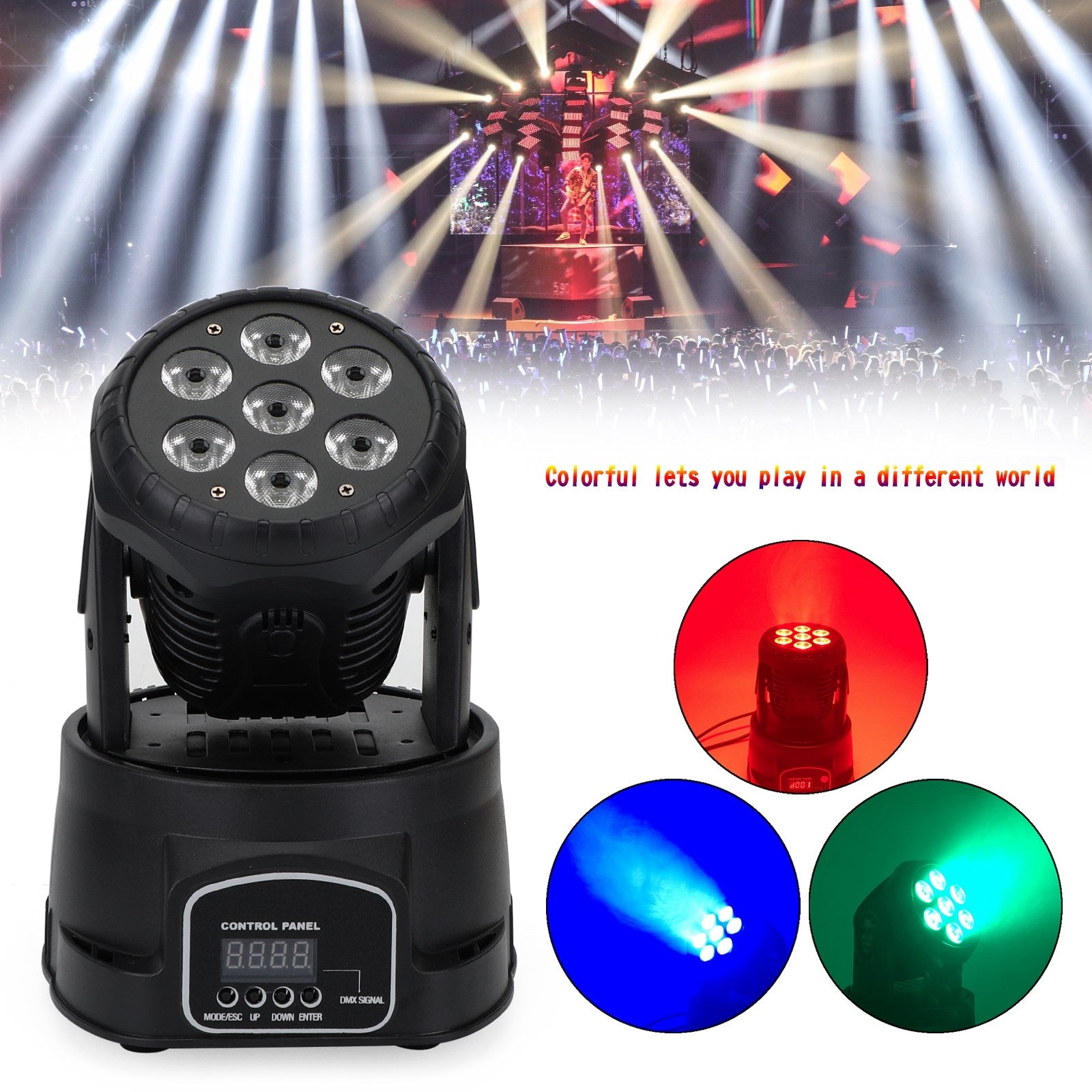 7 x10W Moving Head Scenljus 70W 7 LED RGBW DMX DJ Disco Scenfestbelysning