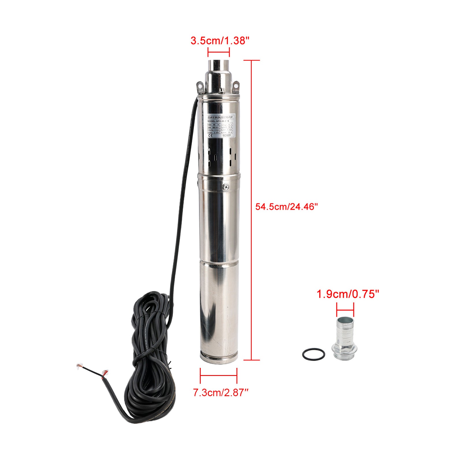 3" Bomba de agua sumergible solar para pozos profundos de 12 V y 150 W con MPPT integrado