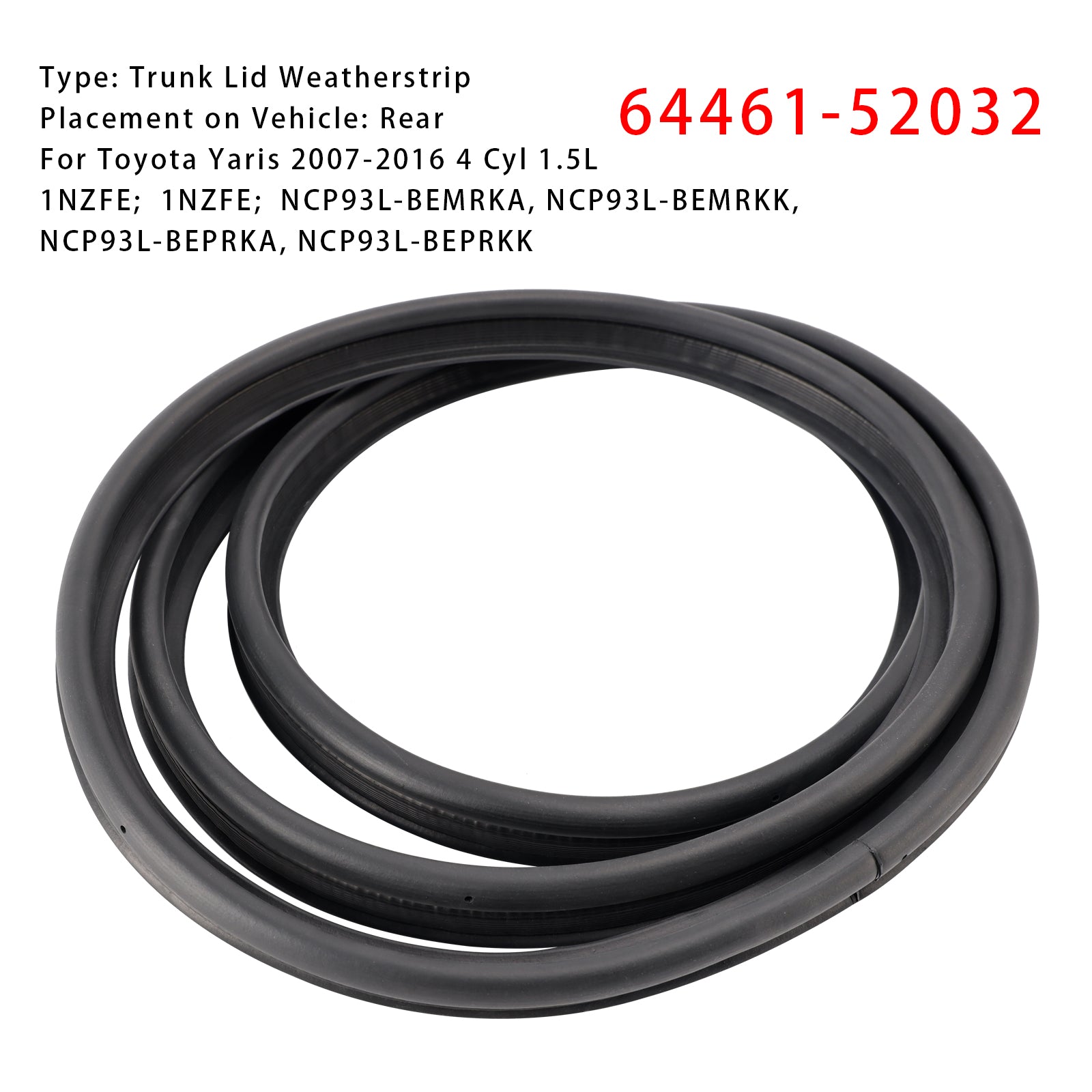 Trunk Lid Weatherstrip Luggage Compartment Door 64461-52032 For Toyota Yaris