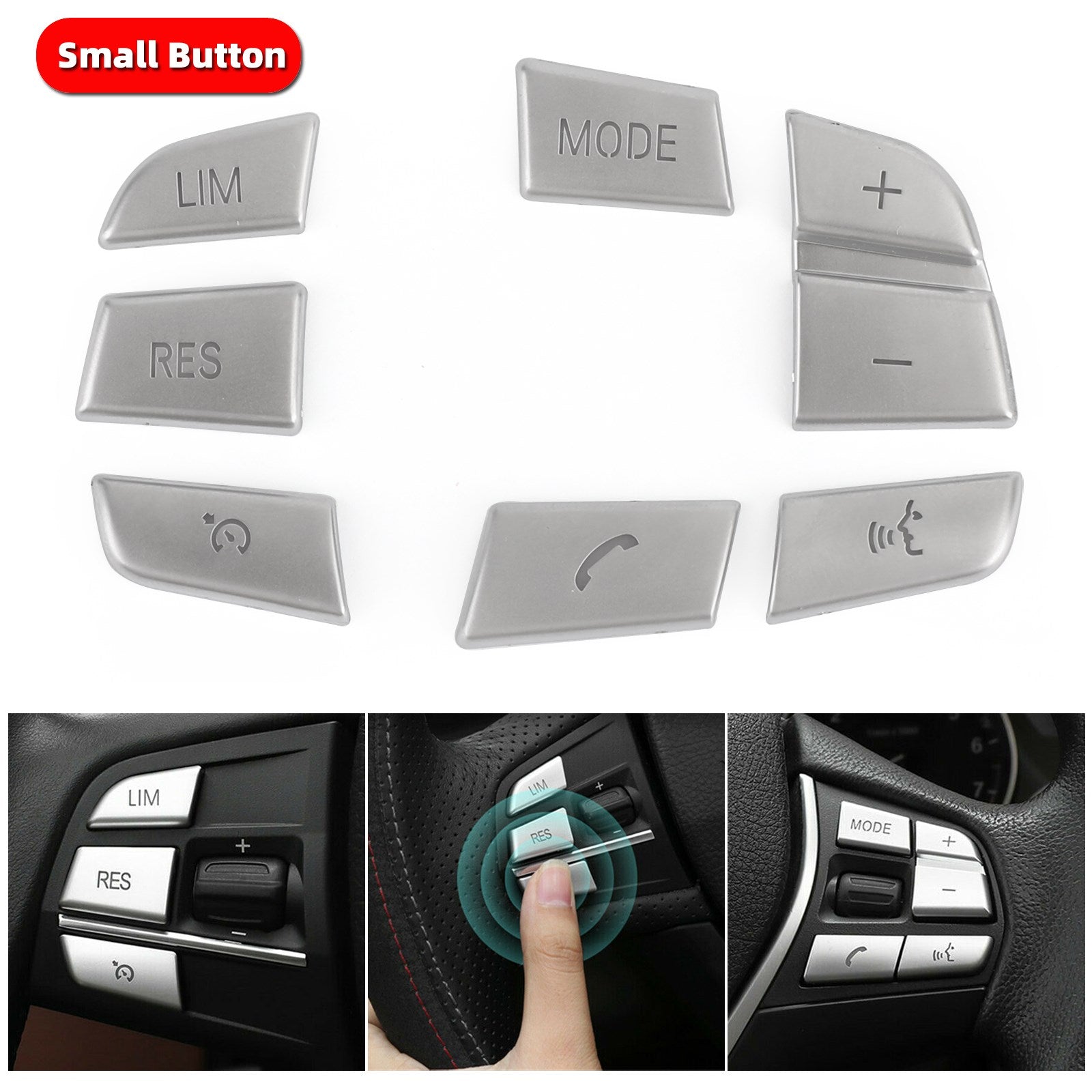 7x Steering Wheel Button Trim Cover Fit For BMW X3 F25(11-17)X4 F26(14-17)B