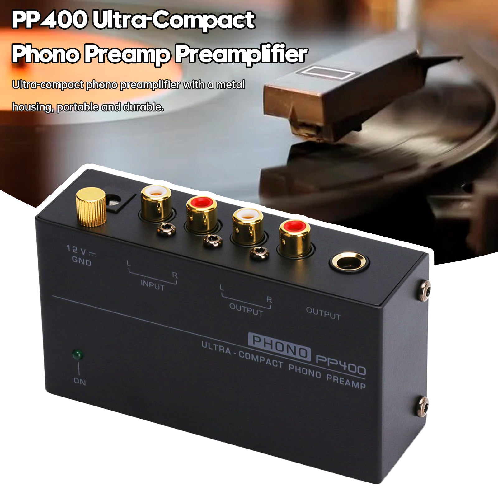 PP400 Ultra-Compact Phono Preamp Preamplifier With RCA 1/4Inch Support TRS Interfaces Preamplificador Phono Preamp