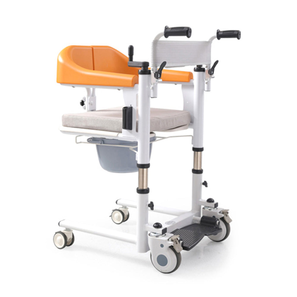 Elderly Patient Lift and Transfer Wheelchair W/180° Split Seat and Bedpan