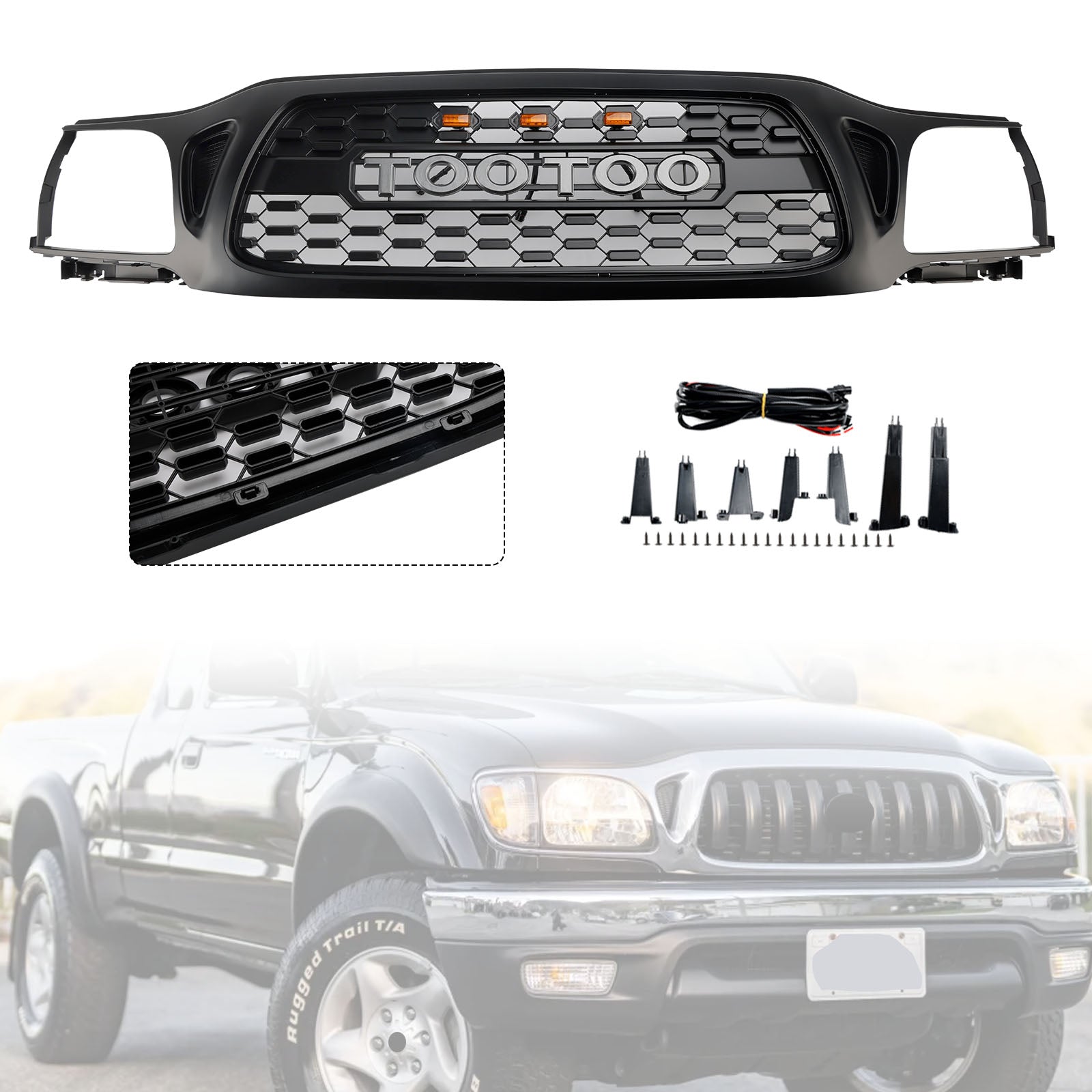 Grille de pare-chocs avant en nid d'abeille Toyota Tacoma TRD PRO 2001-2004