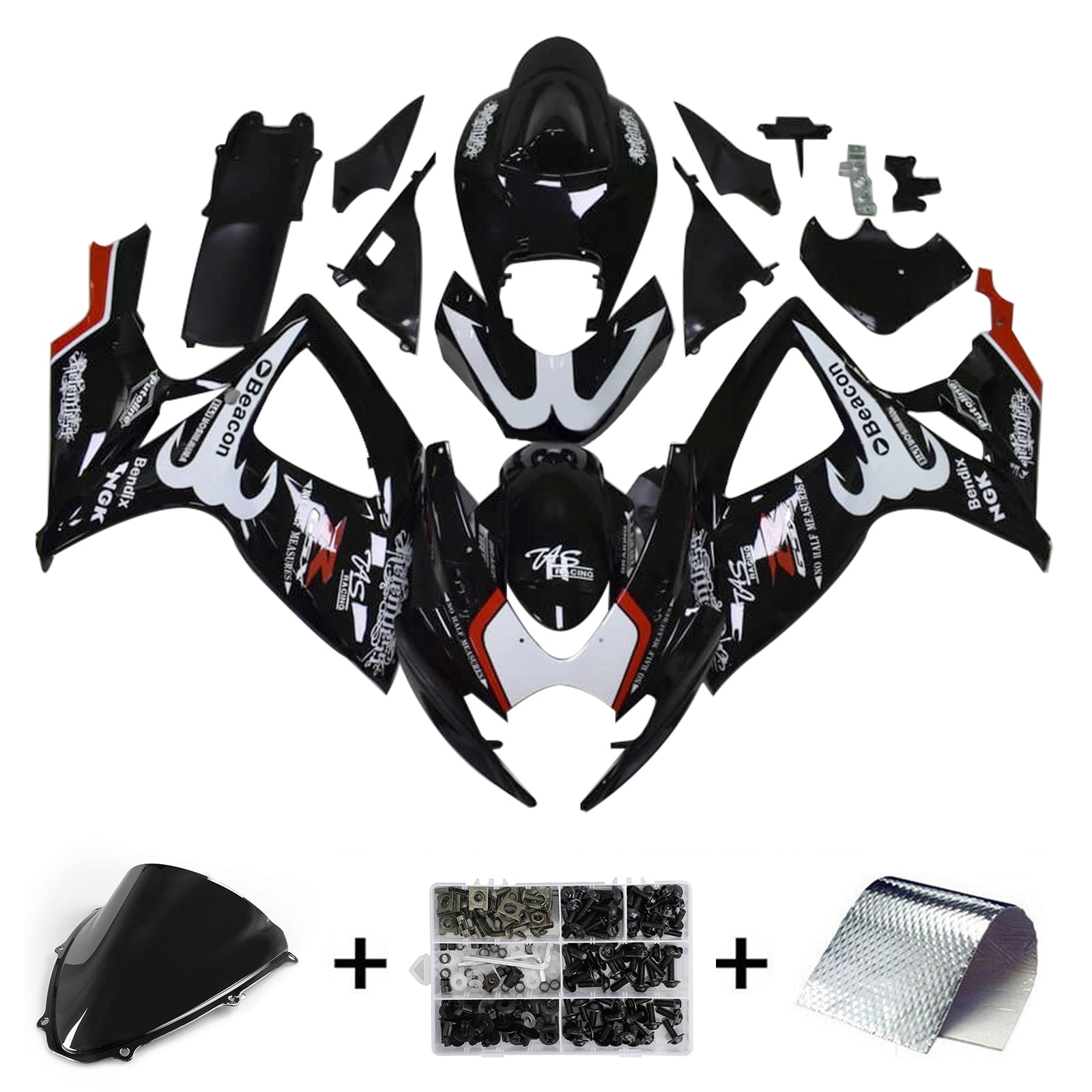 2006-2007 Suzuki GSXR 600/750 K6 Injeksjon Fairing Kit Bodywork Plastic ABS